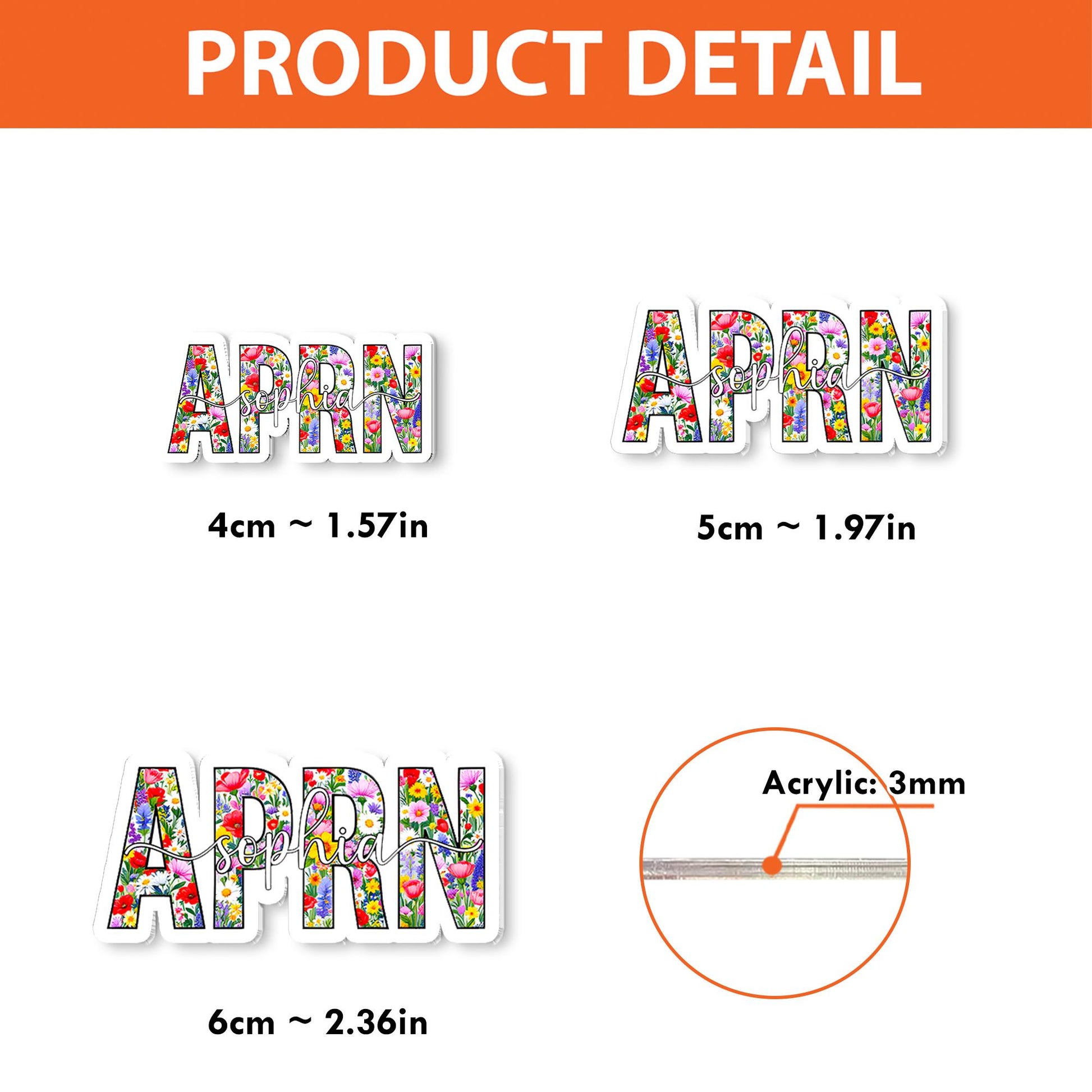 Personalized APRN Nurse Badge Holder with Colorful Flower Design, Cute Medical ID Accessory for Registered Advanced Practice Nurses
