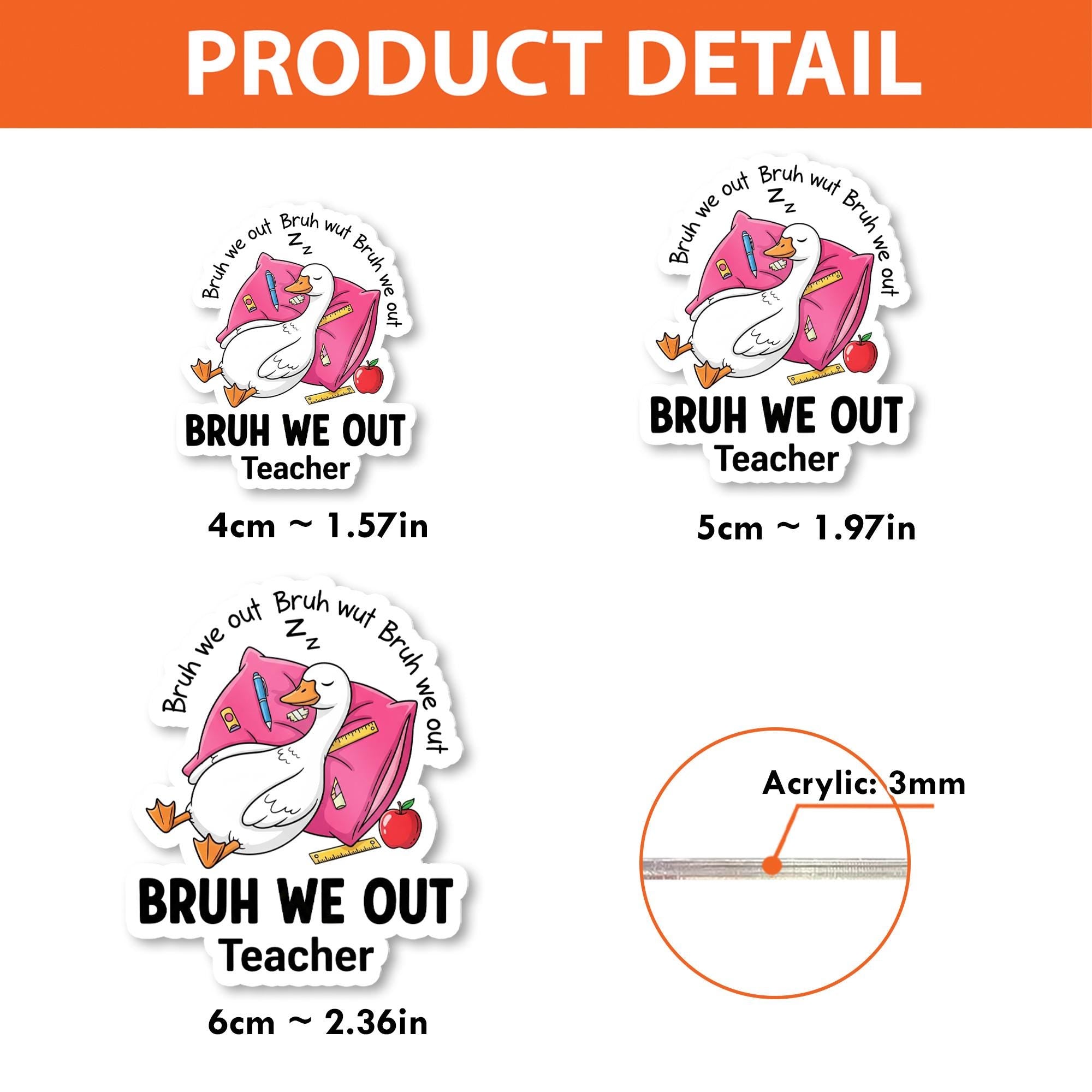 Funny Teacher Badge Reel, "Bruh We Out" Sleeping Goose ID Holder, Tired Teacher Gift, End of Year Educator Badge, School Humor Accessory