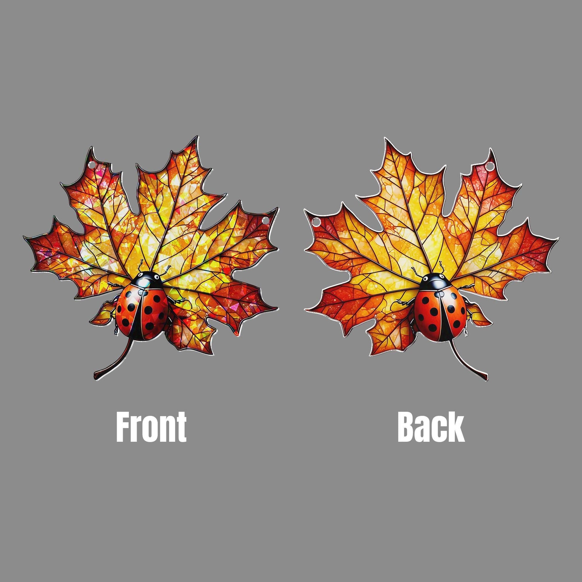 Ladybug Maple Leaf Acrylic Window Hanging | Autumn Fall Decor | Fall Classroom Window Art | Cute Bug Leaf Ornament Gift