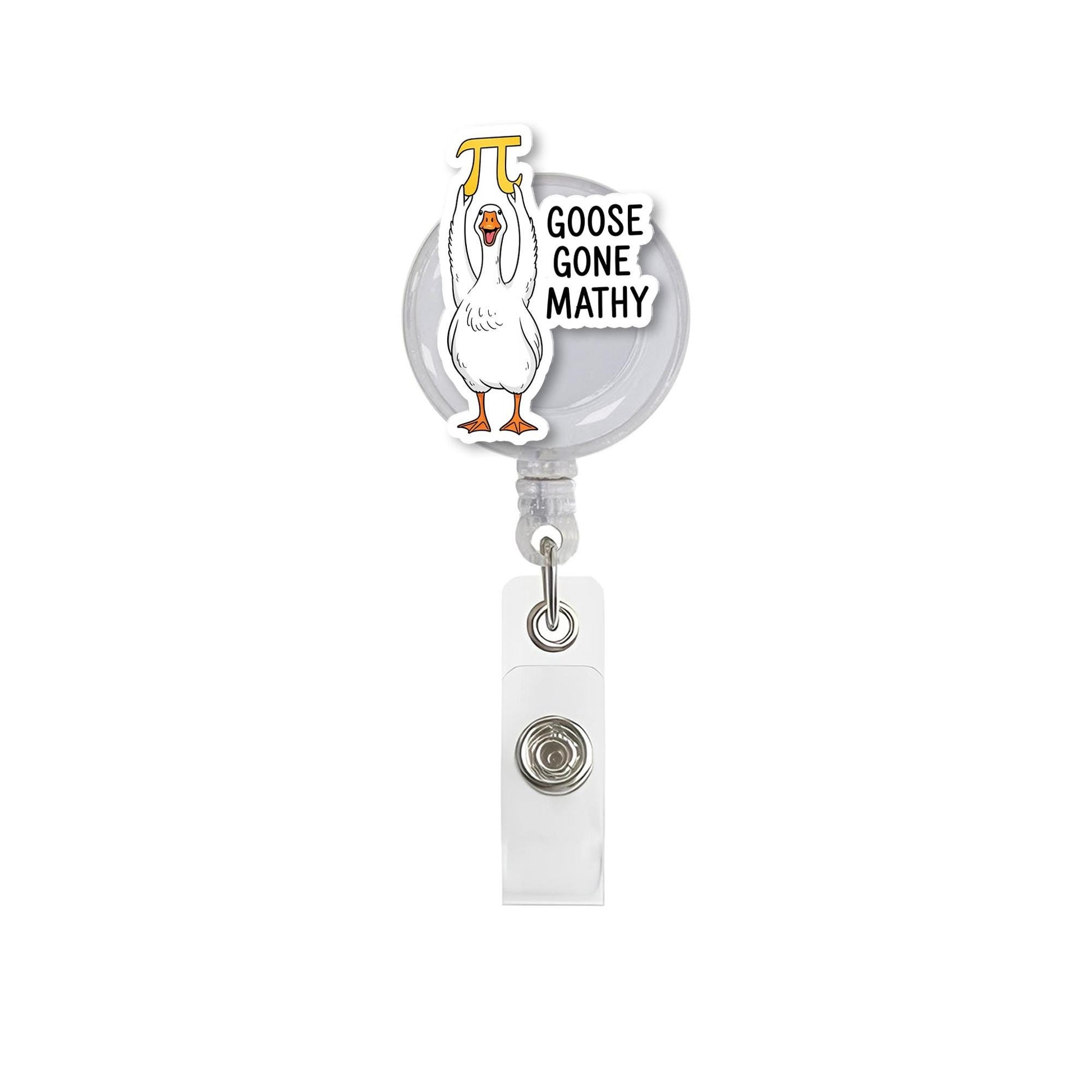 Goose Gone Mathy Badge Reel, Funny Math Teacher ID Holder, Pi Day Gift, Teacher Lanyard Clip, Math Classroom Accessory, Silly Goose Teacher