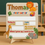 Personalized First Day of School Reusable Sign, Back to School Board, Jungle Animal Theme, My First Day Photo Prop, Kids Milestone Chart