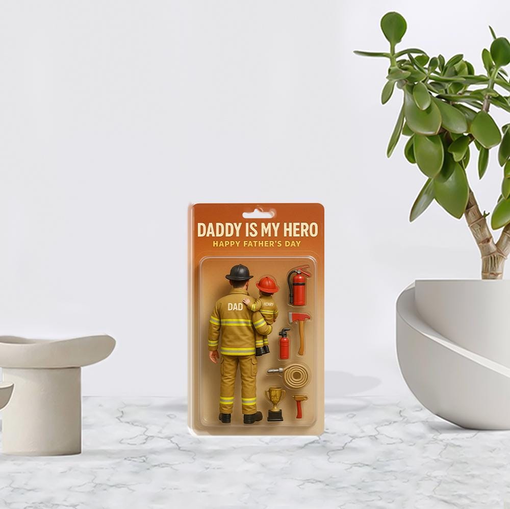Personalized Firefighter Dad 2D FLAT ACRYLIC Plaque,Father's Day Gift For Firefighter, Fireman Dad Gift, Gift for Husband, Happy Fathers Day