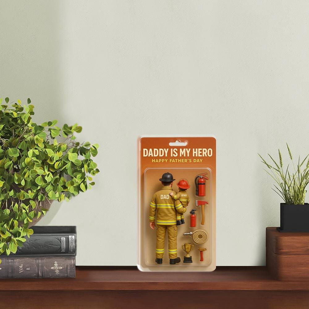 Personalized Firefighter Dad 2D FLAT ACRYLIC Plaque,Father's Day Gift For Firefighter, Fireman Dad Gift, Gift for Husband, Happy Fathers Day