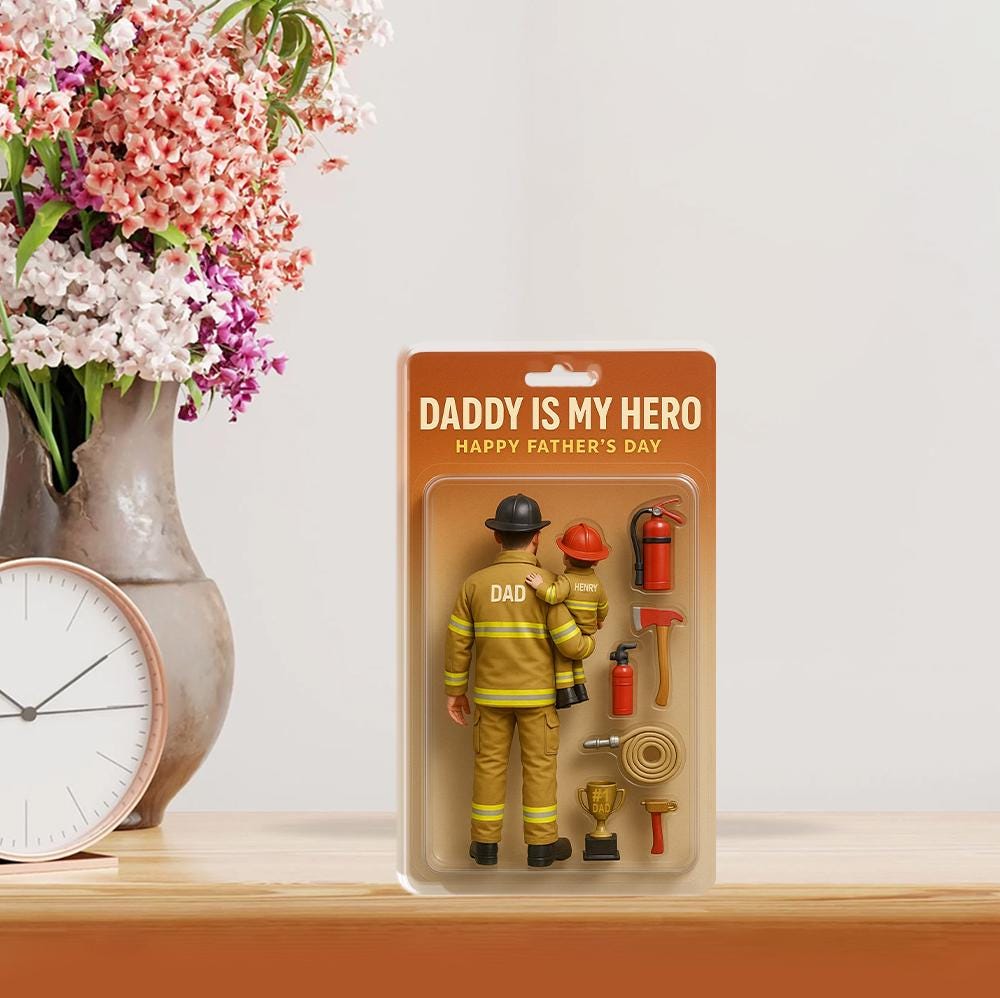 Personalized Firefighter Dad 2D FLAT ACRYLIC Plaque,Father's Day Gift For Firefighter, Fireman Dad Gift, Gift for Husband, Happy Fathers Day