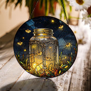 Fireflies Glass Suncatcher, Magical Insect Window Art, Animal Lover Gift, Nature Home Decor, Summer Garden Accent