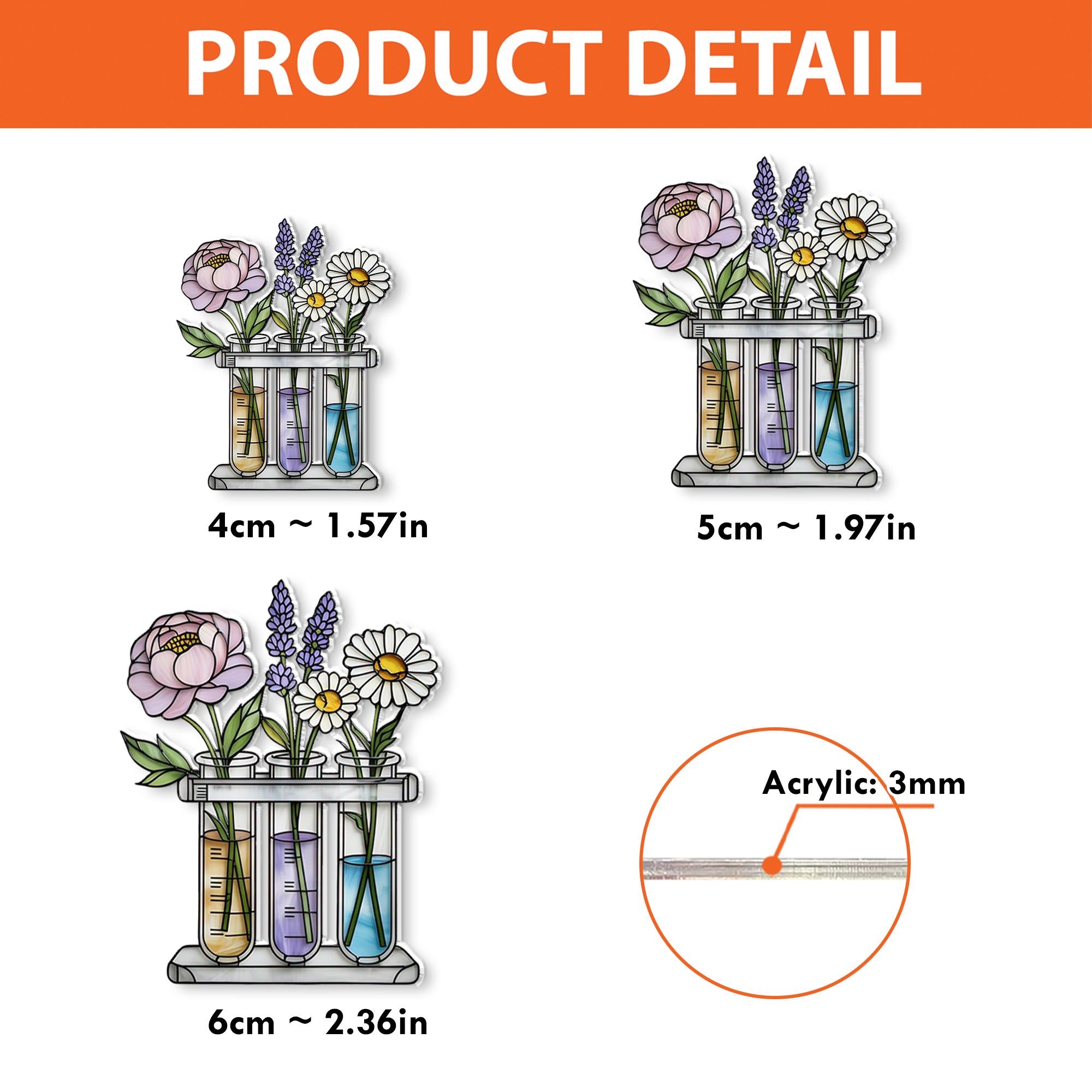 Floral Science Badge Reel, Test Tube Flowers Retractable ID Holder, Botanical Lab Tech Gift, Nurse Doctor Student Badge Clip, Spring Flowers