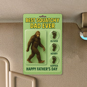 Personalized Bigfoot Car Visor Clip, Custom Names Sasquatch Dad Gift, Best Squatchy Dad Ever, Father's Day Car Accessory for Him