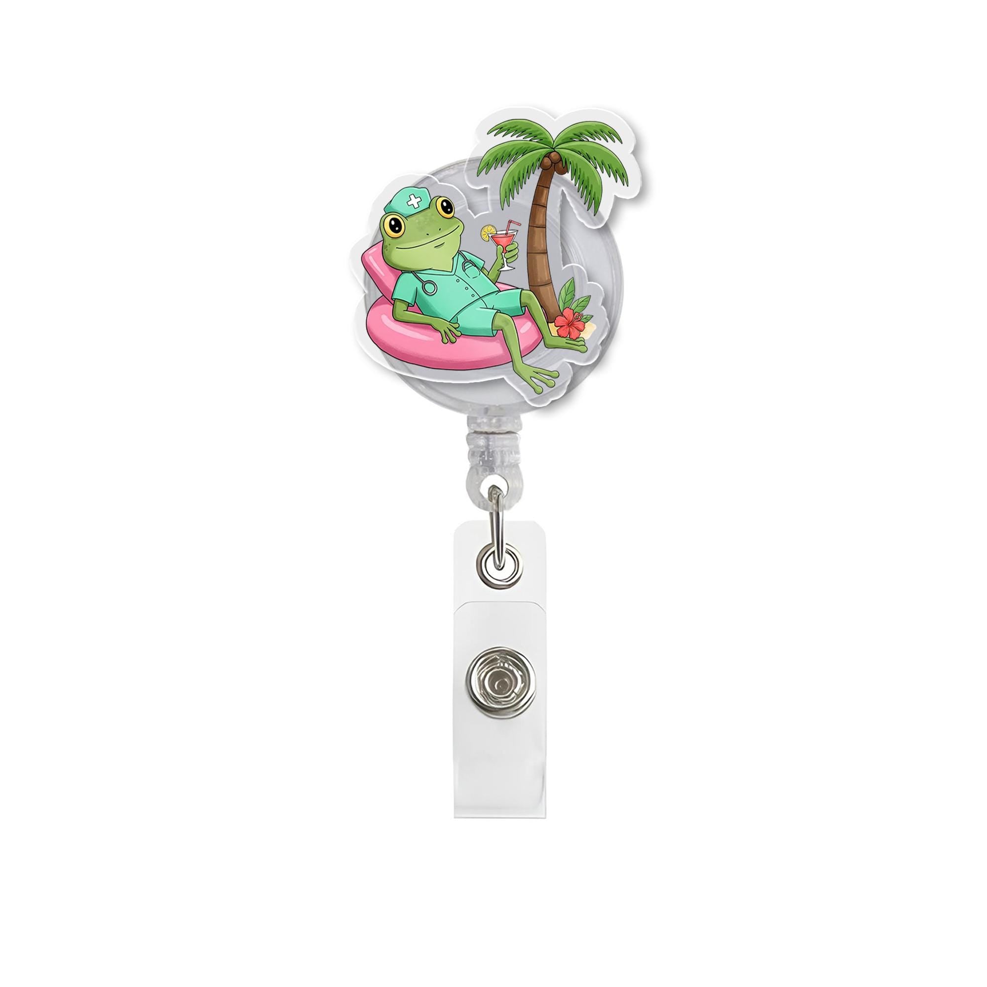 Frog Nurse Badge Reel, Cute Medical ID Holder, Summer Vibes Nurse Gift, Fun Nursing Accessory