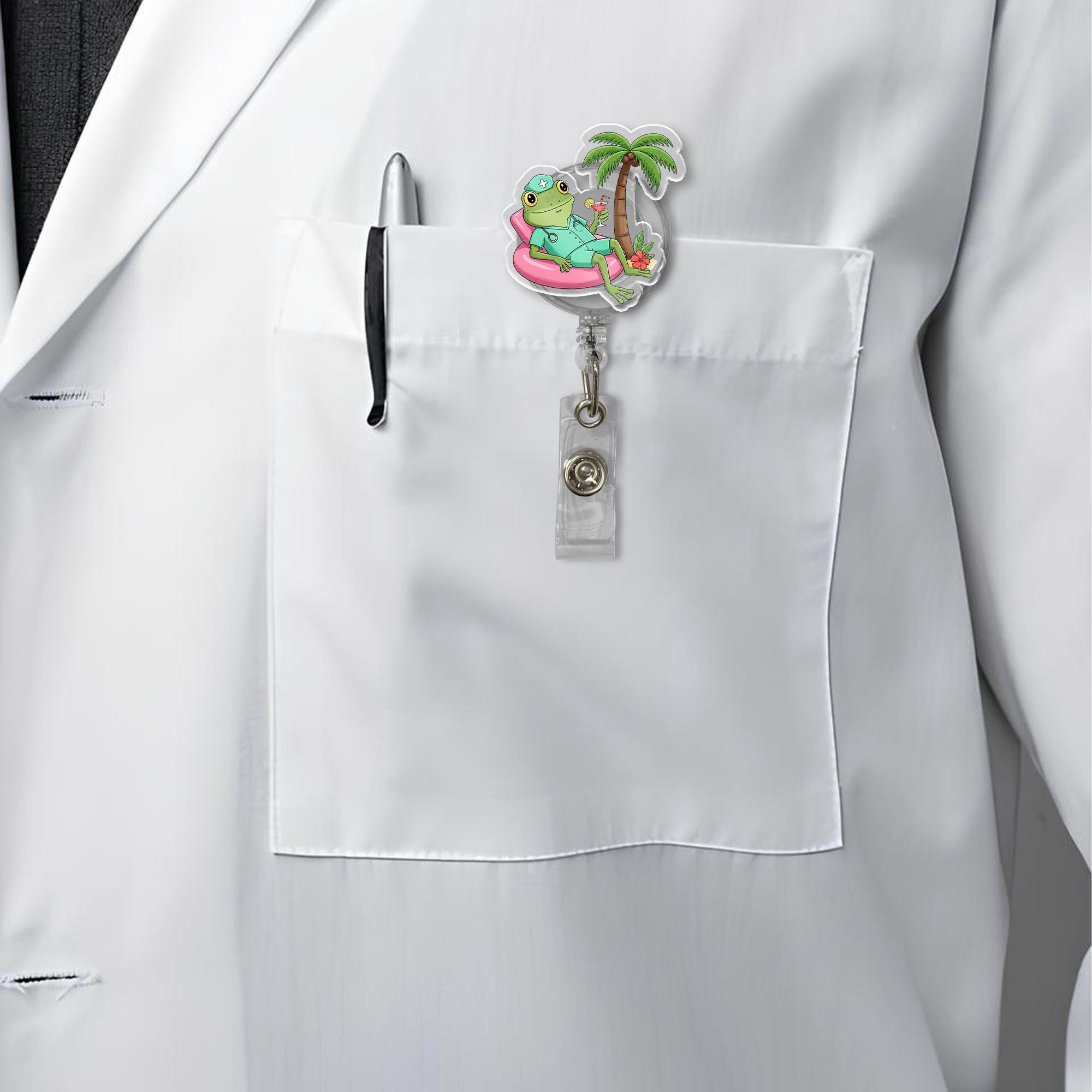 Frog Nurse Badge Reel, Cute Medical ID Holder, Summer Vibes Nurse Gift, Fun Nursing Accessory