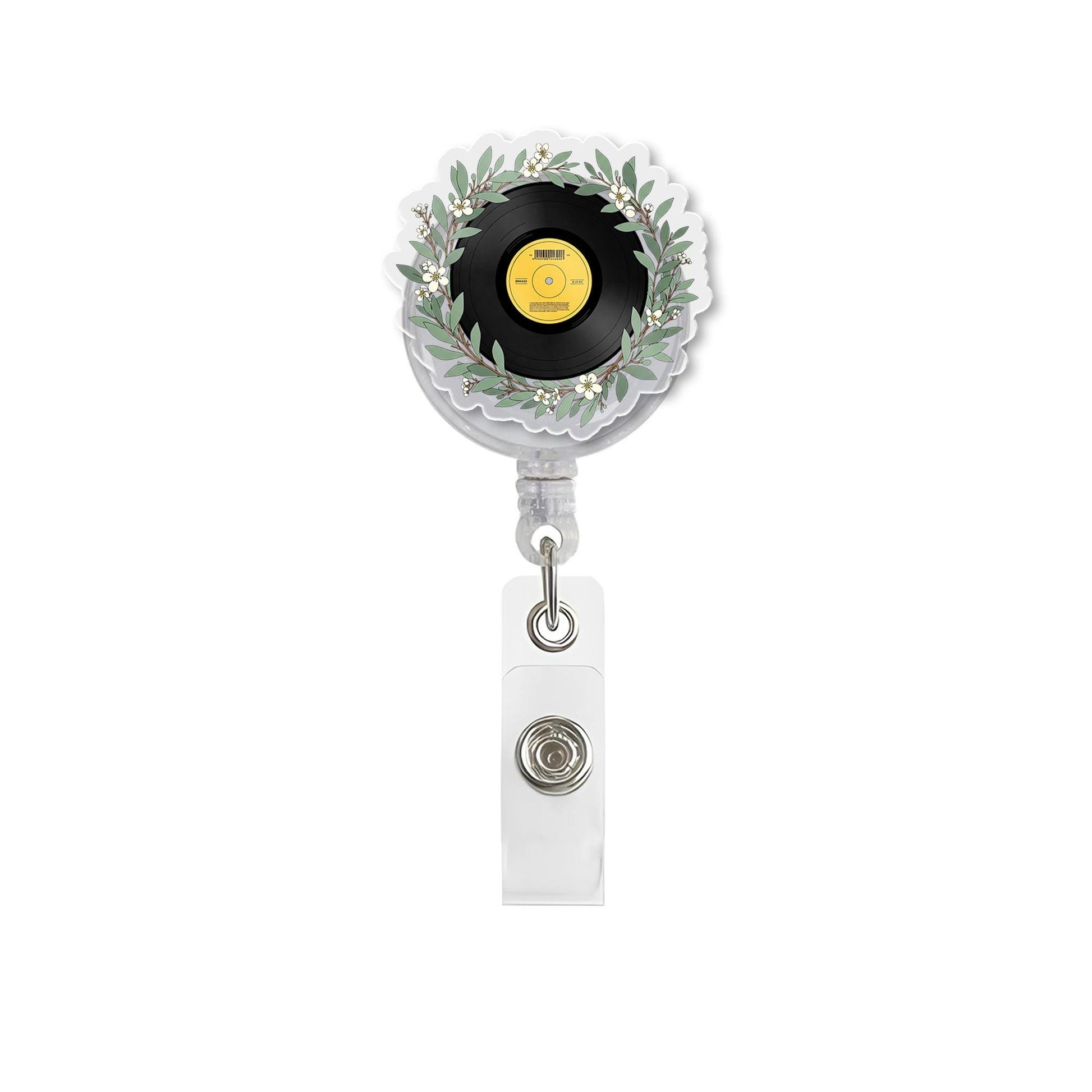 Vinyl Record Badge Reel, Retro Music ID Holder, Summer Vibes Office Accessory