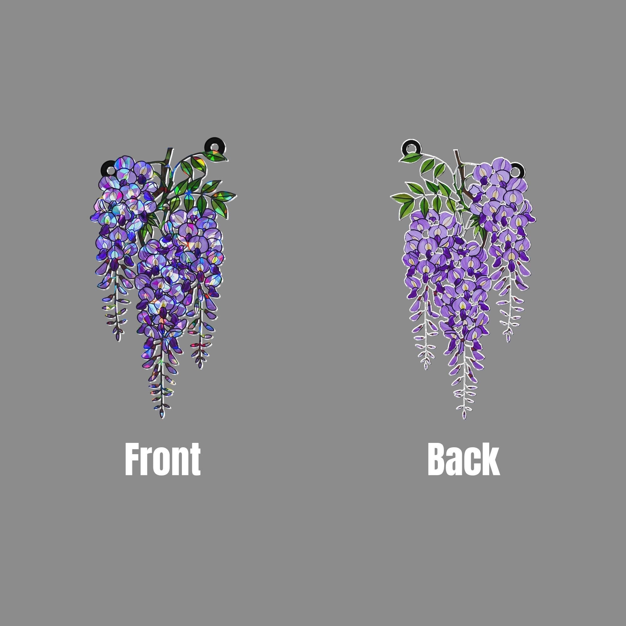 Wisteria Branch Acrylic Holographic Suncatcher Gift for Mom – Floral Window Decor for Spring, Garden Flower Gift, Flower Home decor