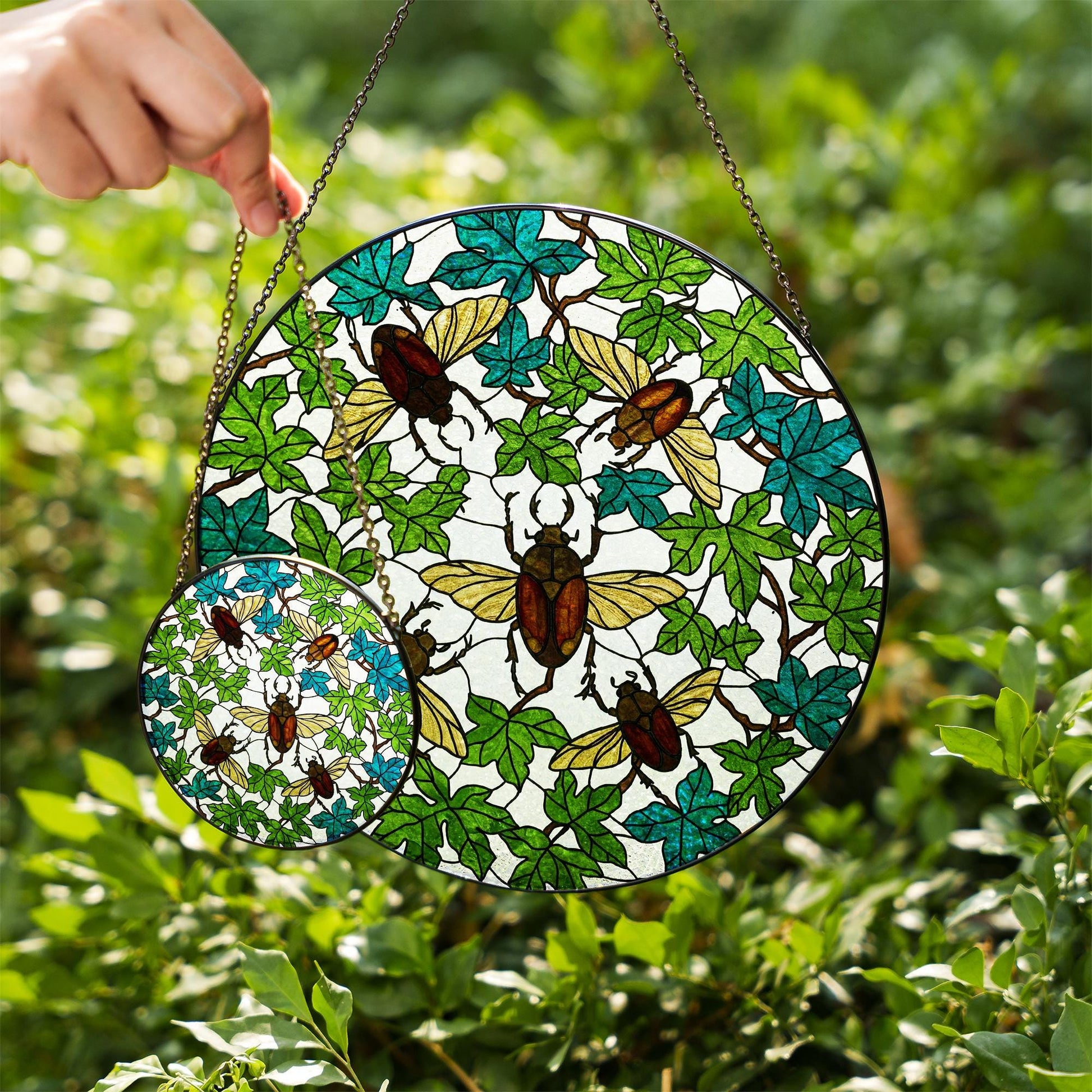 Beetle Suncatcher | Insect Garden Window Decor | Glass Art Hanging | Nature-Inspired Sun Catcher Gift for beetle lovers