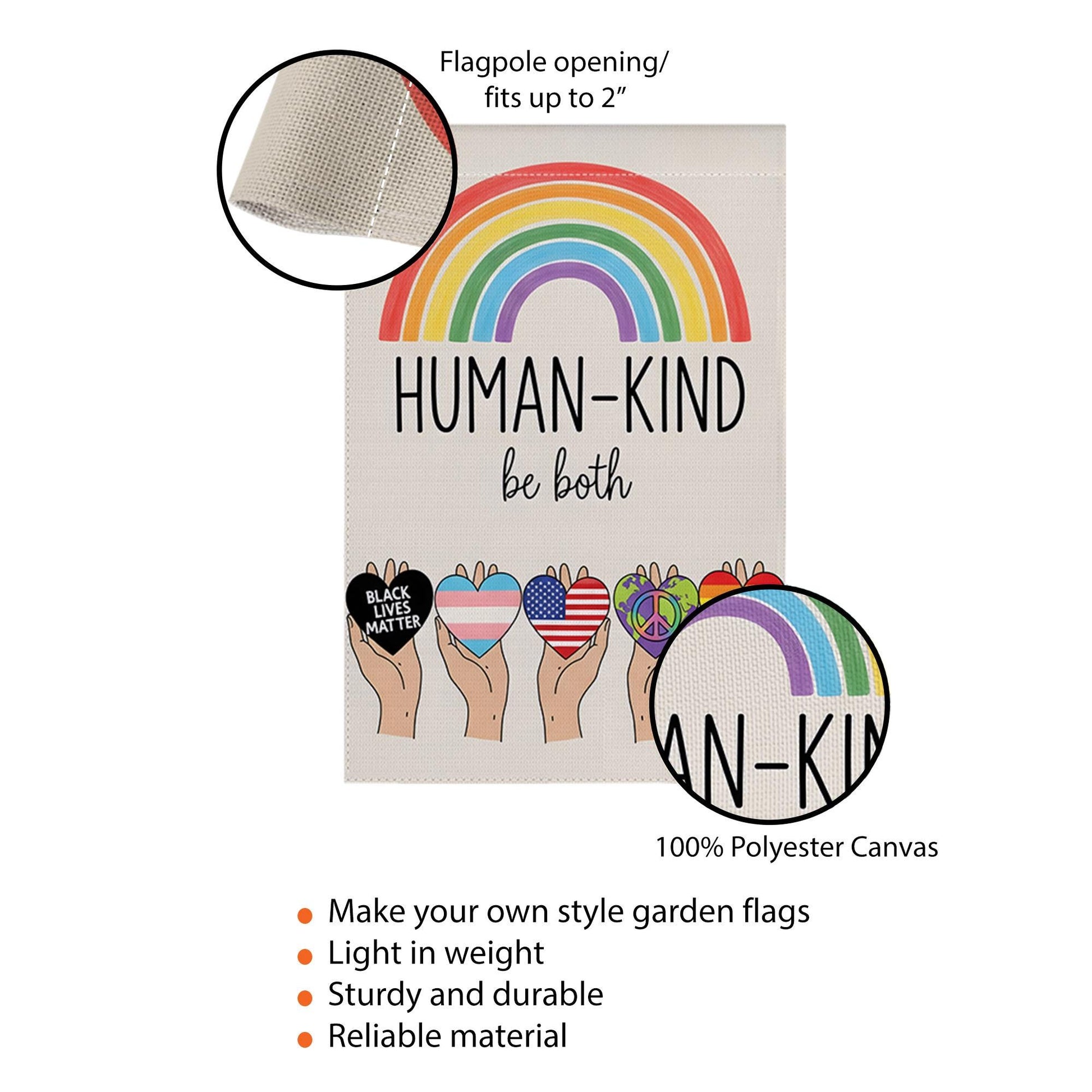 Human Kind Garden Flag, Be Both Yard Sign, Diversity Inclusion Flag, Pride Equality Outdoor Decor, Kindness Rainbow Flag, Pride Month Flag