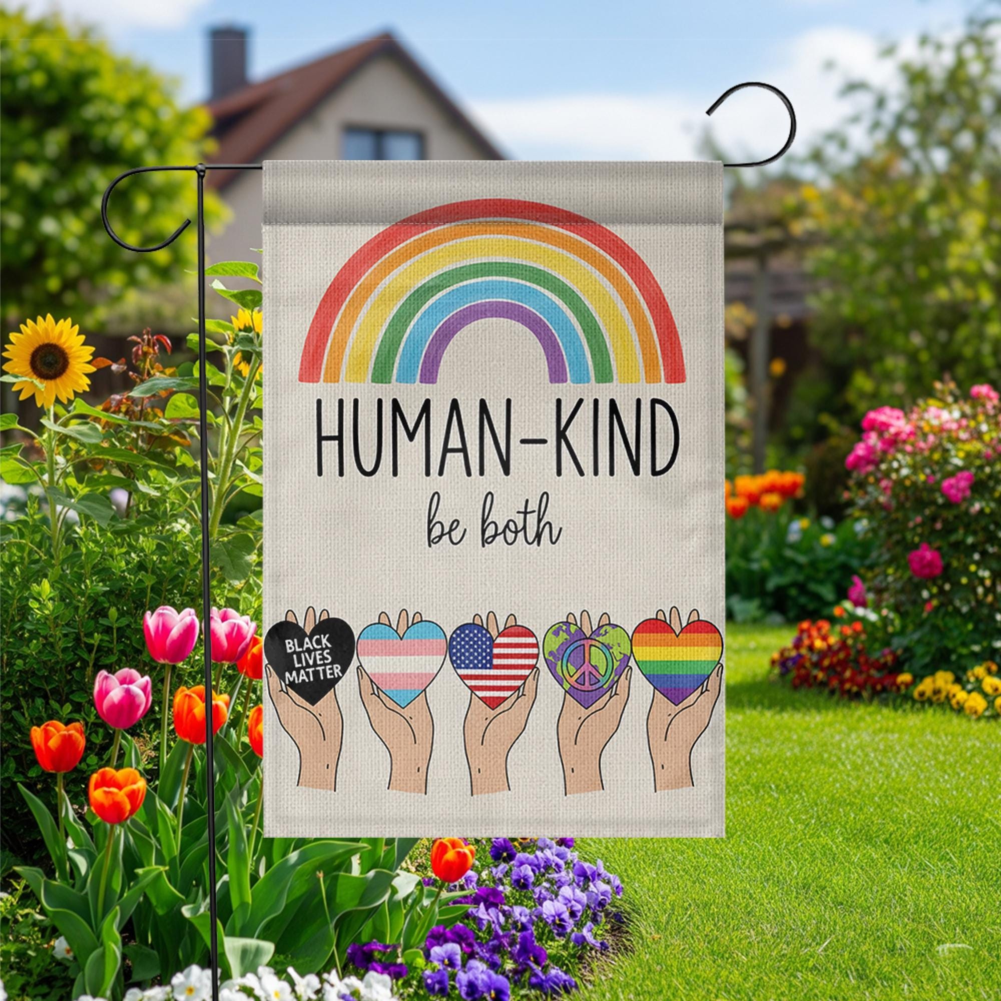 Human Kind Garden Flag, Be Both Yard Sign, Diversity Inclusion Flag, Pride Equality Outdoor Decor, Kindness Rainbow Flag, Pride Month Flag