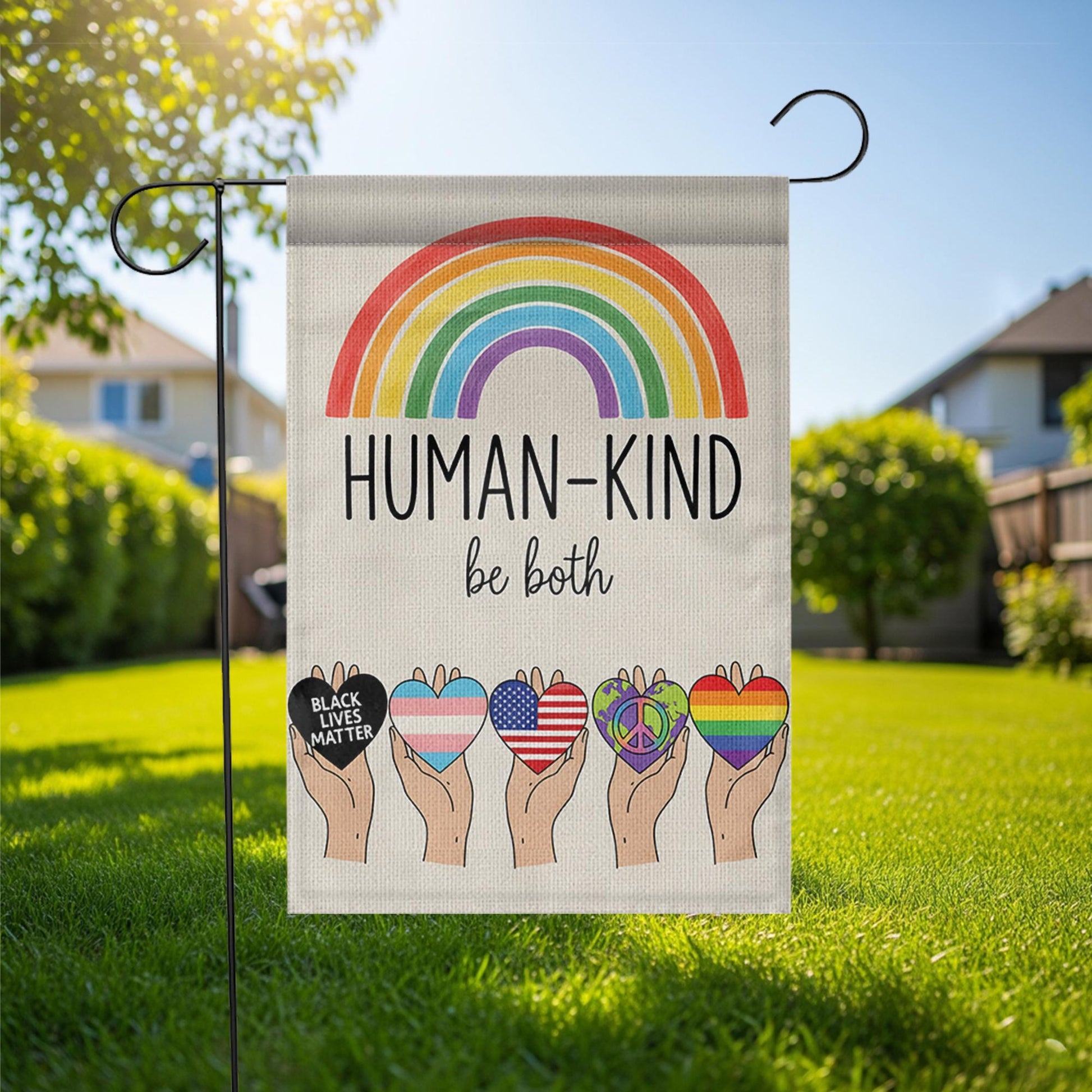 Human Kind Garden Flag, Be Both Yard Sign, Diversity Inclusion Flag, Pride Equality Outdoor Decor, Kindness Rainbow Flag, Pride Month Flag