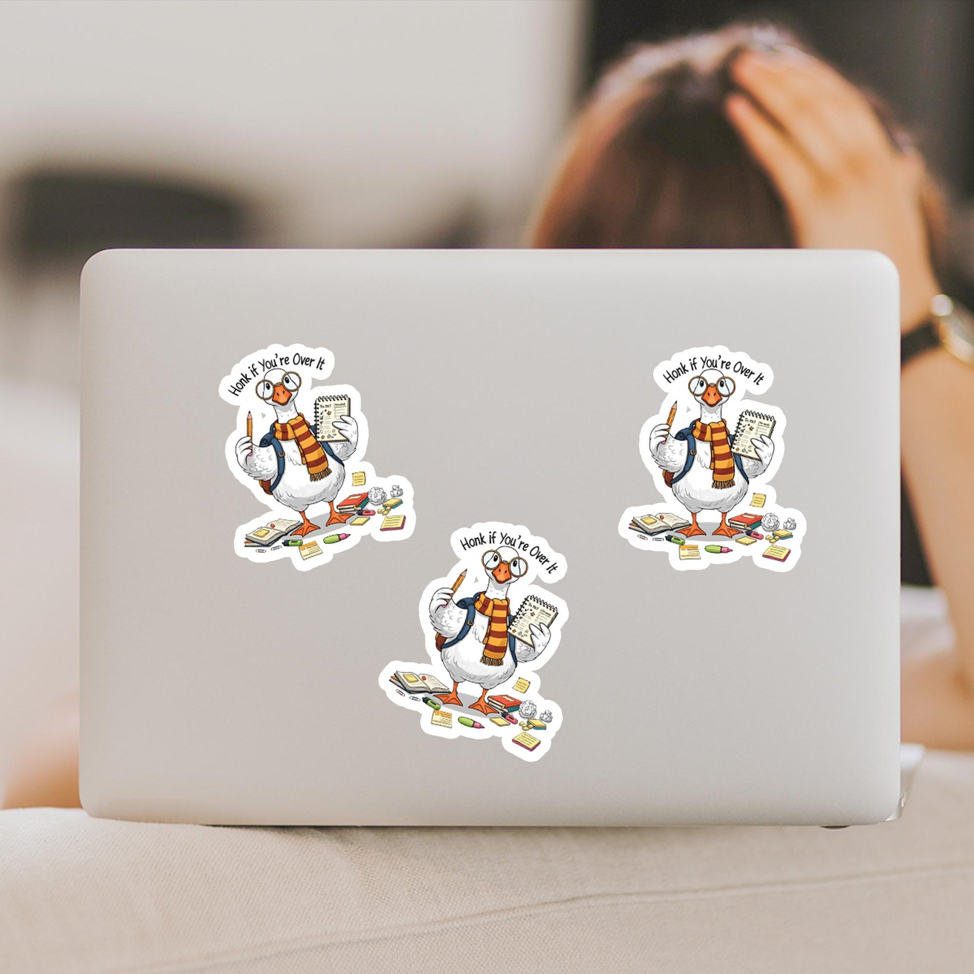 Funny Goose Sticker – Honk If You’re Over It School Sticker, Academic Goose Vinyl Sticker for Students, Study Humor Gift