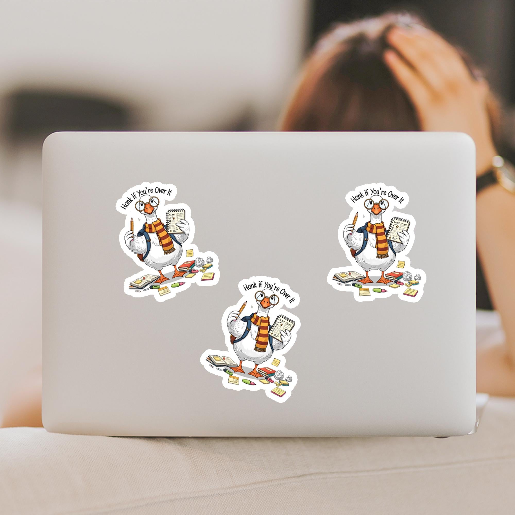 Funny Goose Sticker – Honk If You’re Over It School Sticker, Academic Goose Vinyl Sticker for Students, Study Humor Gift