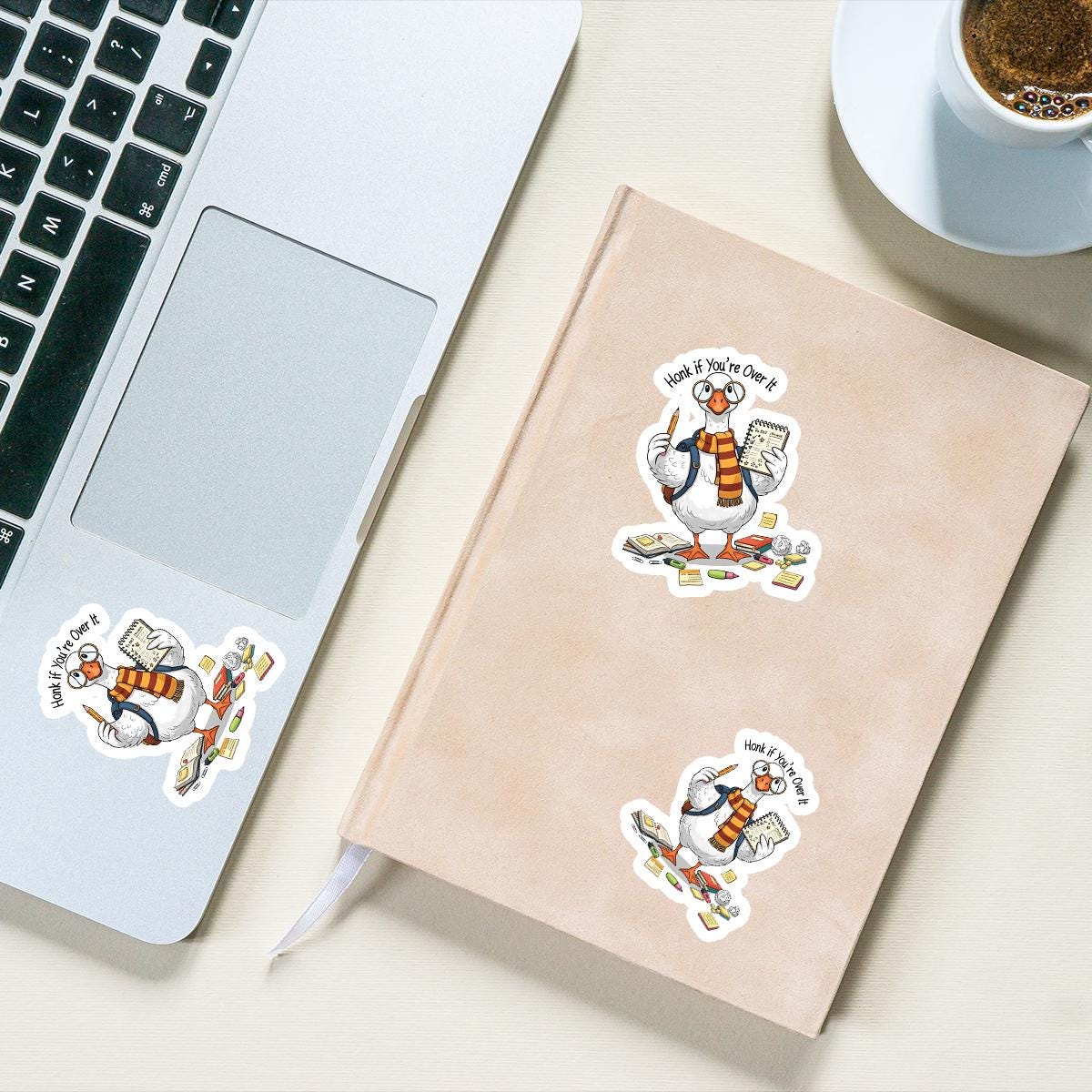Funny Goose Sticker – Honk If You’re Over It School Sticker, Academic Goose Vinyl Sticker for Students, Study Humor Gift