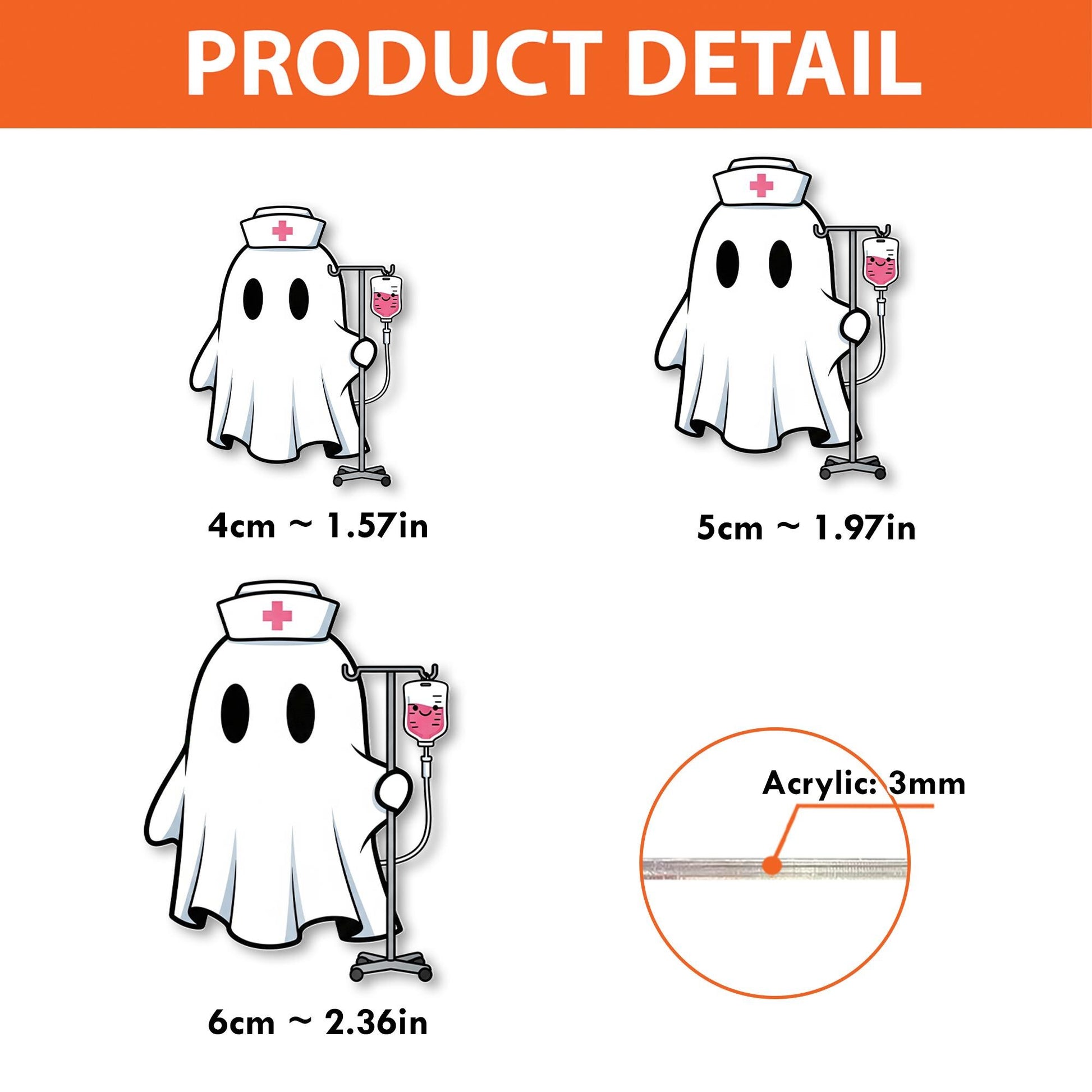 Ghost Nurse Badge Reel – Cute Halloween ID Holder for Nurses, Spooky Retractable Clip, Funny RN Badge Accessory