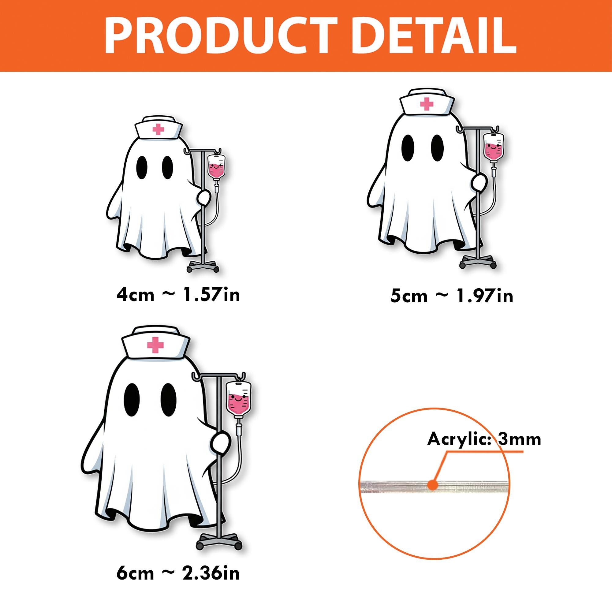Ghost Nurse Badge Reel – Cute Halloween ID Holder for Nurses, Spooky Retractable Clip, Funny RN Badge Accessory