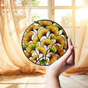 Ginkgo Leaf Glass Suncatcher | Autumn Stained Glass Window Hanging | Fall Home Decor | Yellow Botanical Nature Gift