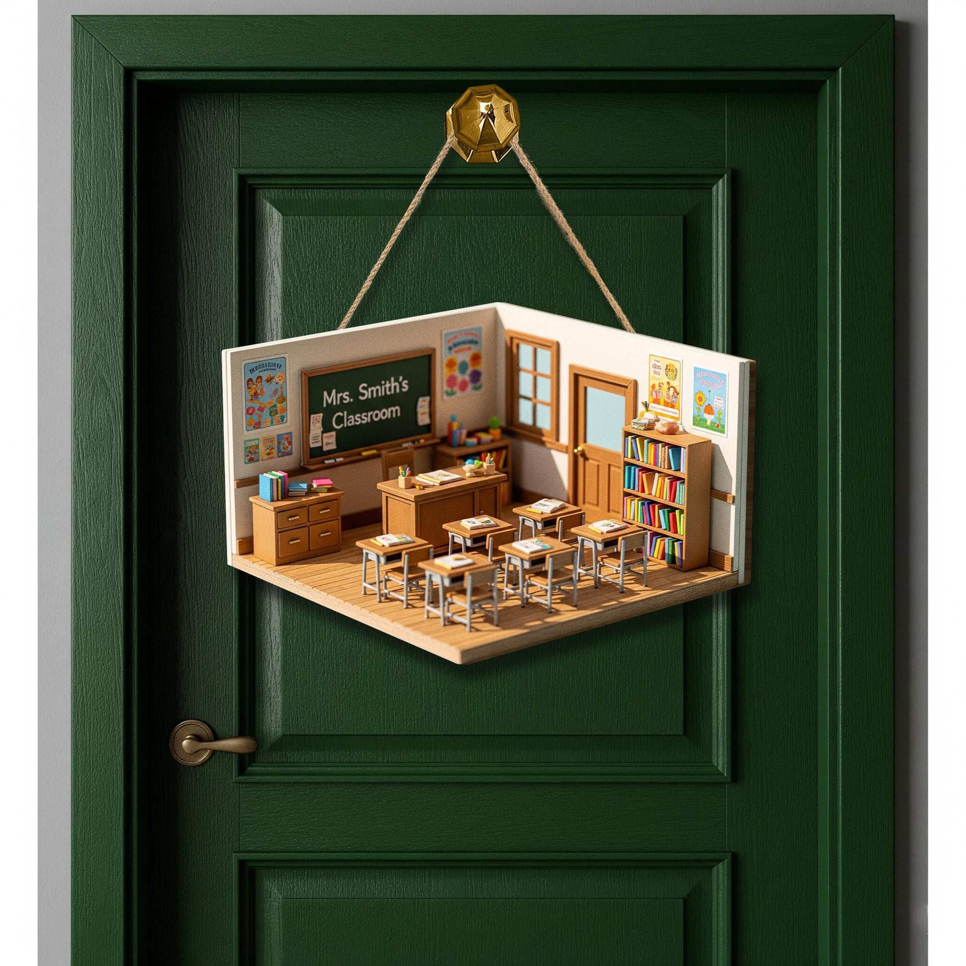 Personalized 2D Flat Classroom Wooden Sign, Teacher Door Hanger, Custom Name School Decor, Back to School Gift, Classroom Mini Art