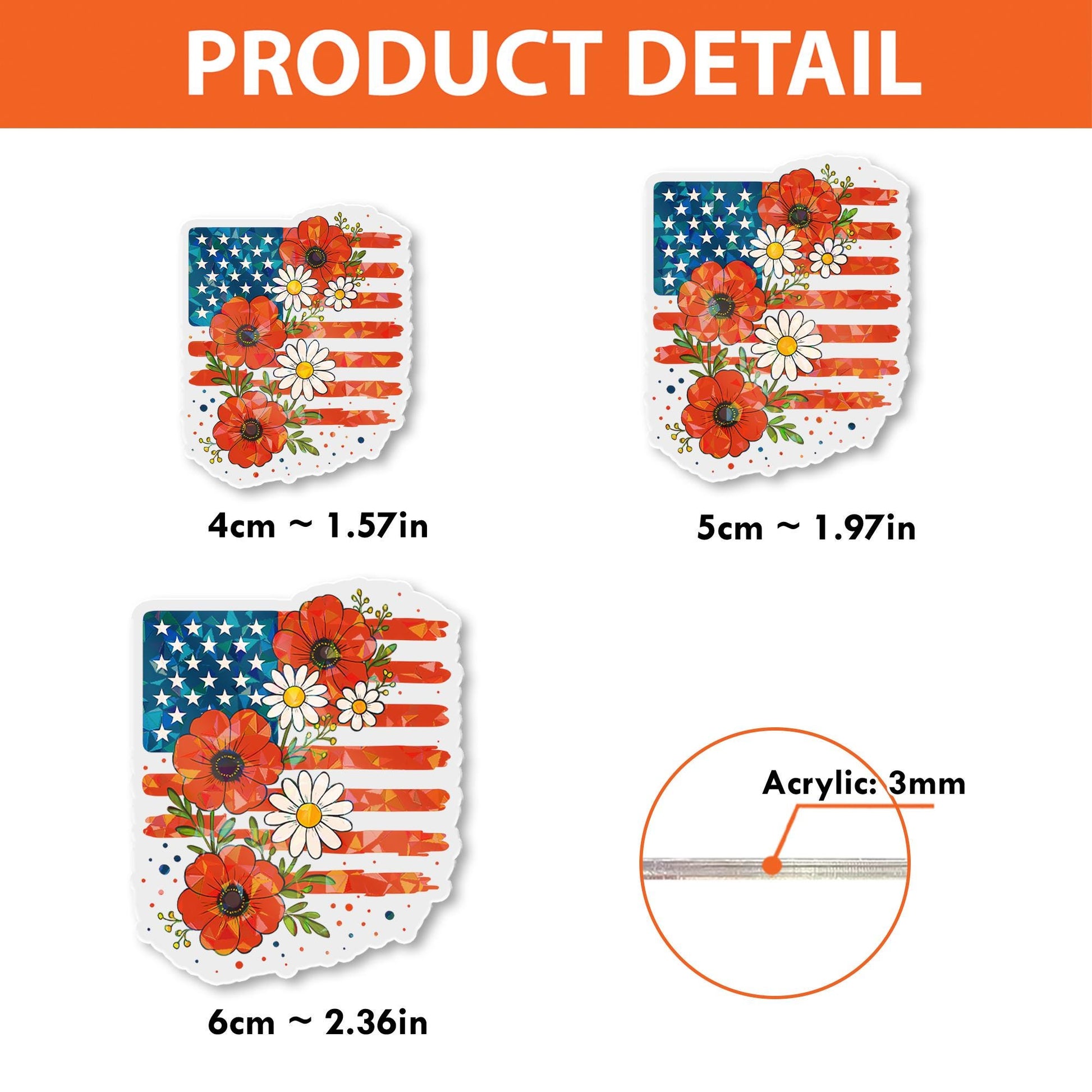 Floral American Flag Badge Reel | Patriotic ID Holder | 4th of July Work Accessory | USA Nurse Teacher Gift | Red White Blue Clip