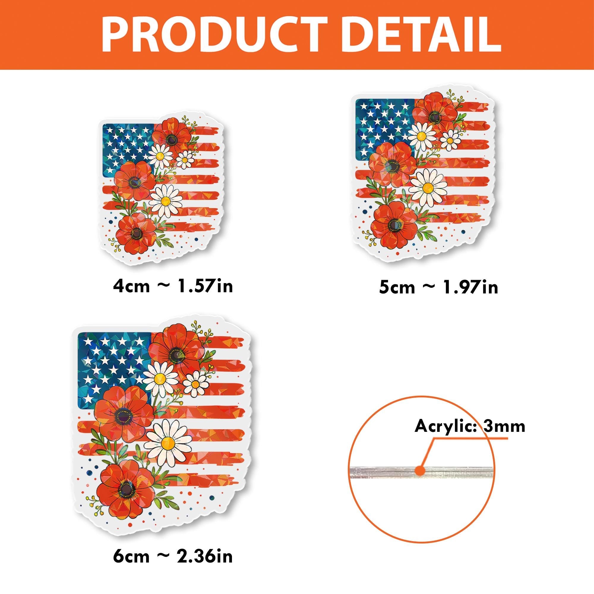 Floral American Flag Badge Reel | Patriotic ID Holder | 4th of July Work Accessory | USA Nurse Teacher Gift | Red White Blue Clip