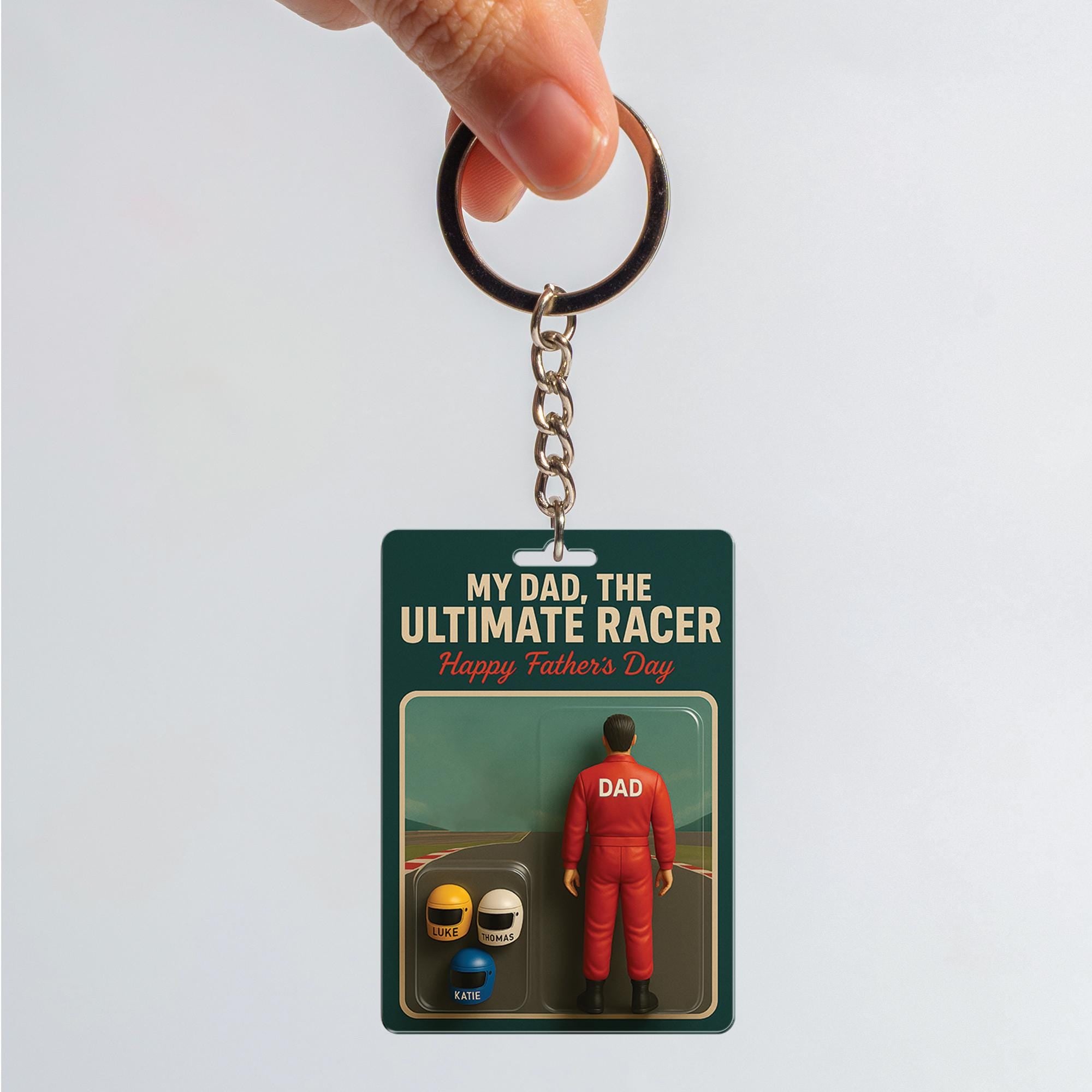 Personalized Racer Dad Keychain or Acrylic Block Plaque, Ultimate Racer Father's Day Gift, Custom Name Helmets, Gift for Car Enthusiast Dads