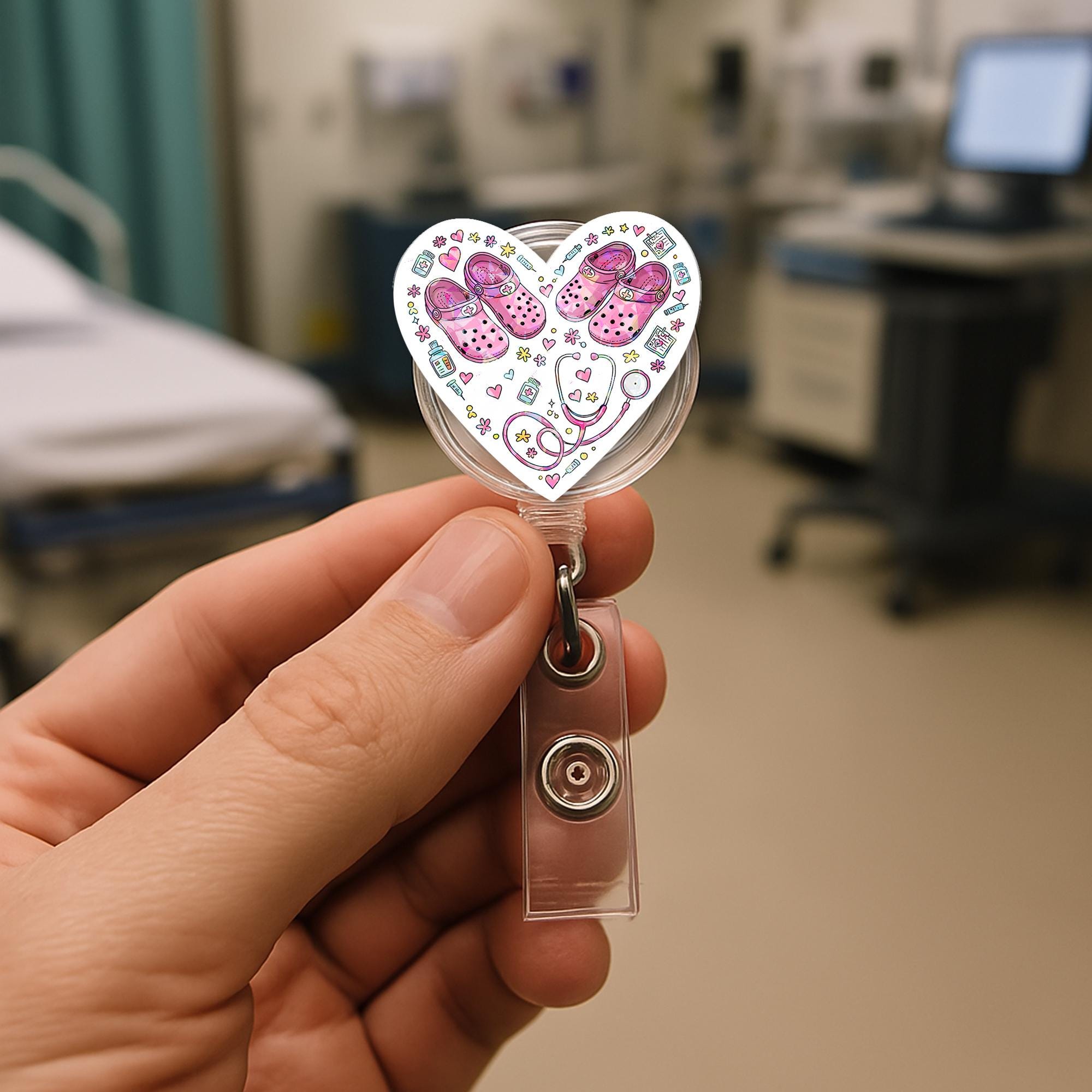 RN Badge Reel for Nurses | Registered Nurse ID Clip | Medical Work Accessory | Cute Retractable Name Badge Holder Gift