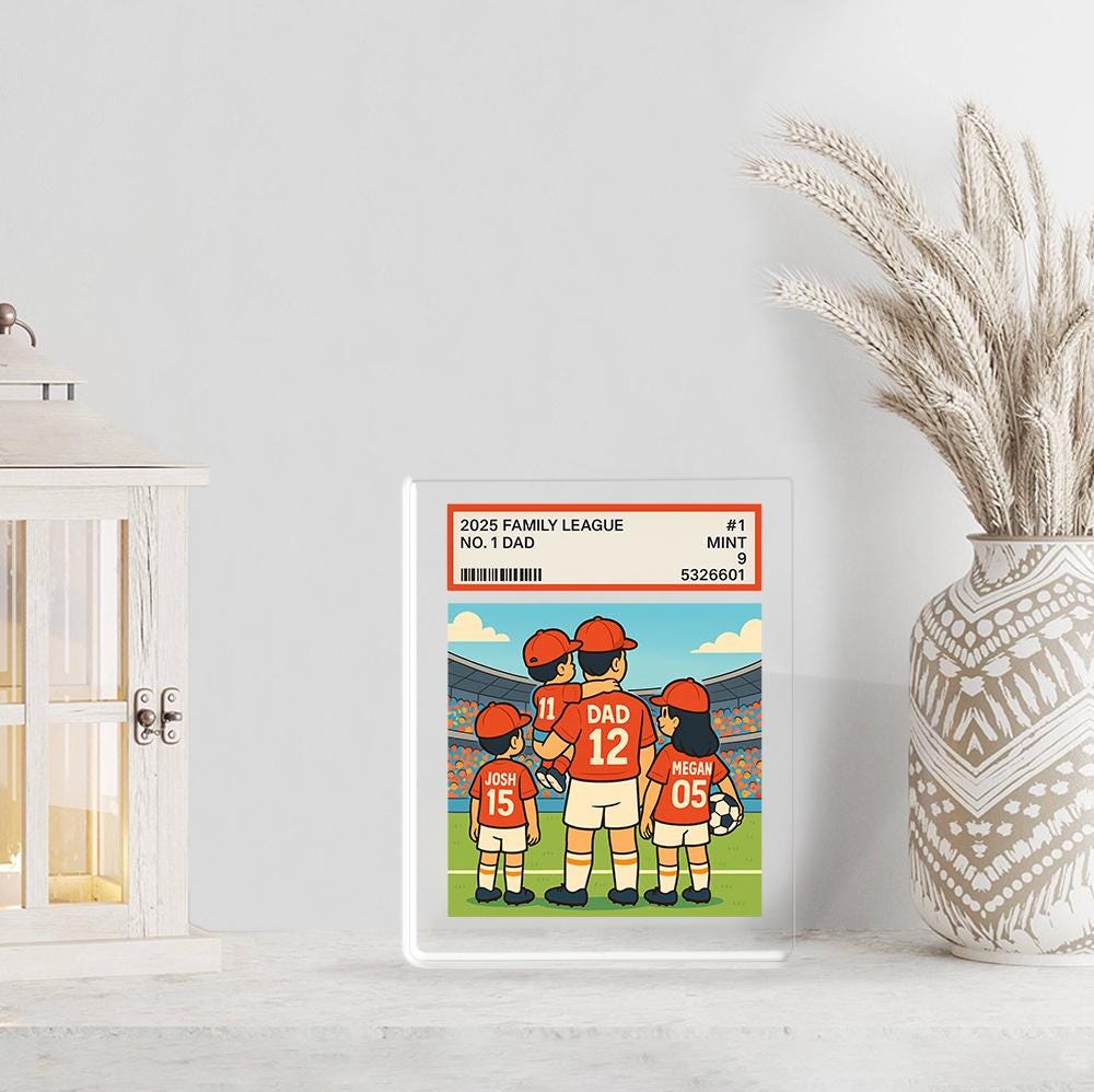 Custom Father's Day Gift, Daddy's Dream Team ACRYLIC Block, Soccer Gift For Dad, Father's Day Gift for Daddy, Soccer Custom No.1 Dad Plaque