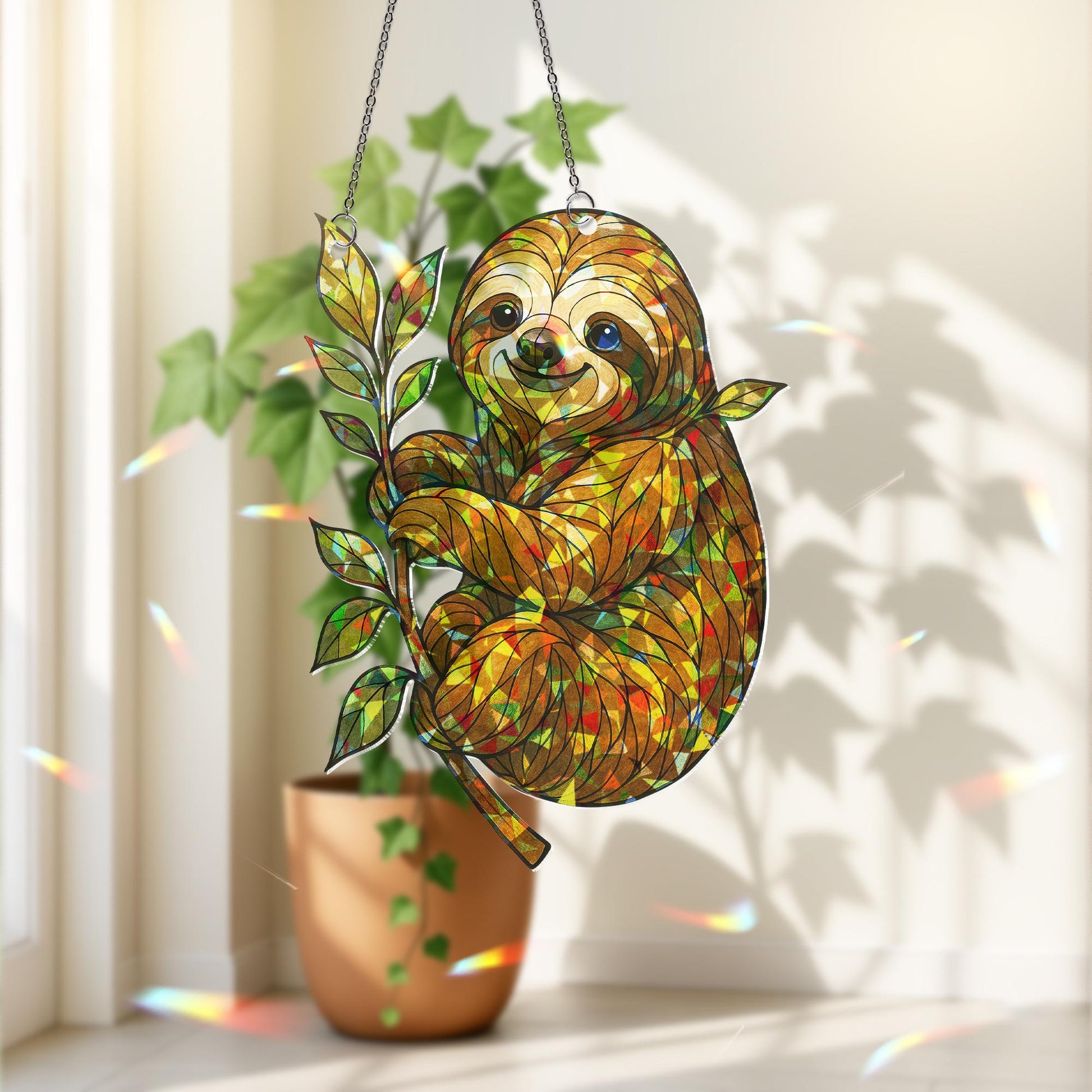 Sloth Hologram ACRYLICWindow Hanging, Nature Scenery Window Decor, Sloth Lovers Gift, Sloth Hanging Sign, Sloth Decor, Cute Animal Decor