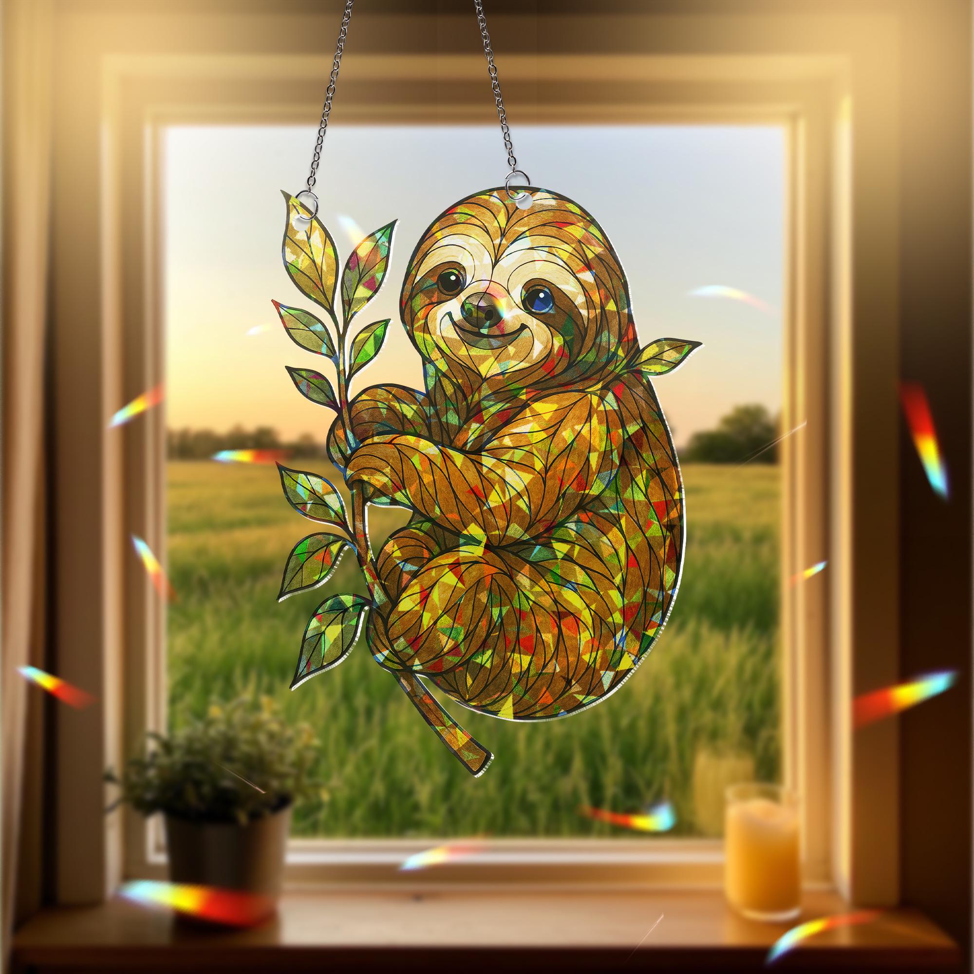 Sloth Hologram ACRYLICWindow Hanging, Nature Scenery Window Decor, Sloth Lovers Gift, Sloth Hanging Sign, Sloth Decor, Cute Animal Decor