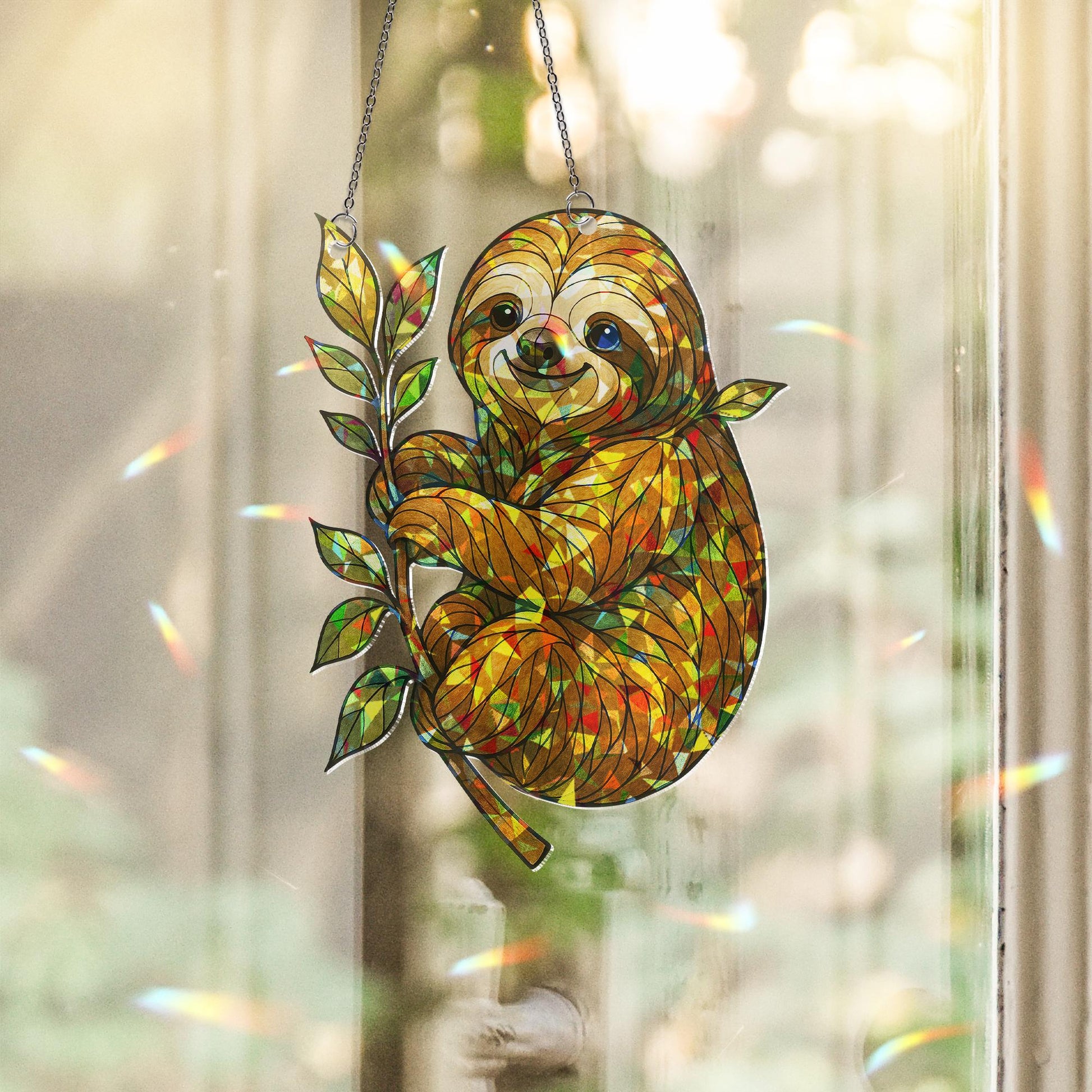 Sloth Hologram ACRYLICWindow Hanging, Nature Scenery Window Decor, Sloth Lovers Gift, Sloth Hanging Sign, Sloth Decor, Cute Animal Decor