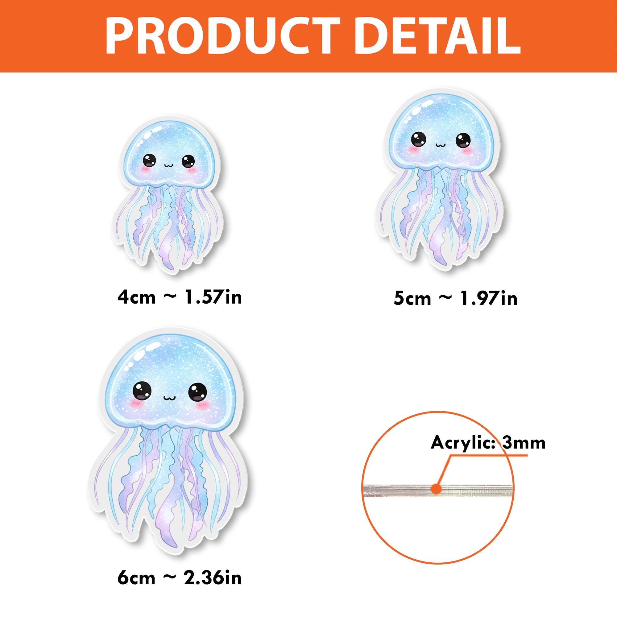 Cute Blue Jellyfish Retractable Badge Reel, Sparkly Kawaii Ocean Creature ID Holder, Nurse Doctor Student Gift, Under the Sea Work Accessory