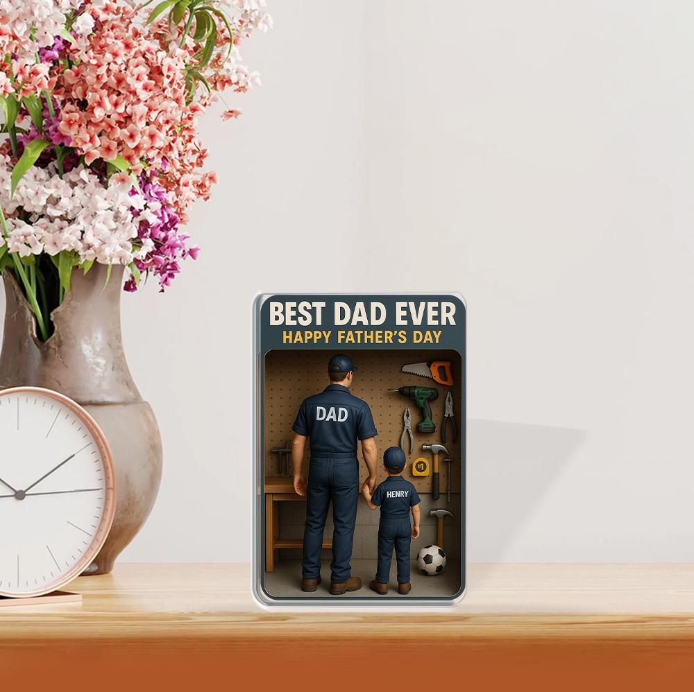 Custom Father's Day 2D FLAT Plaque, Best Dad Ever Gift, Mechanic Dad Sign, Handy Dad Decor, Personalized Dad and Son Keepsake, Husband Gift