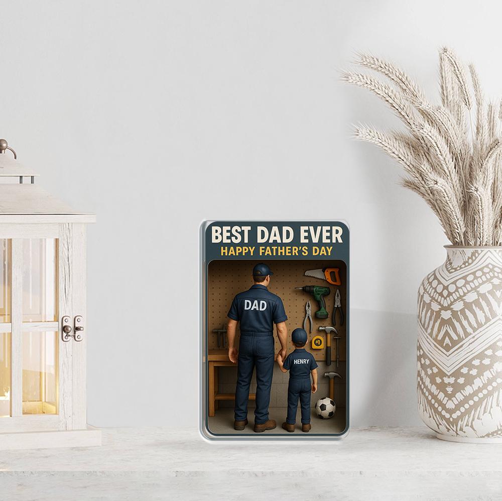 Custom Father's Day 2D FLAT Plaque, Best Dad Ever Gift, Mechanic Dad Sign, Handy Dad Decor, Personalized Dad and Son Keepsake, Husband Gift