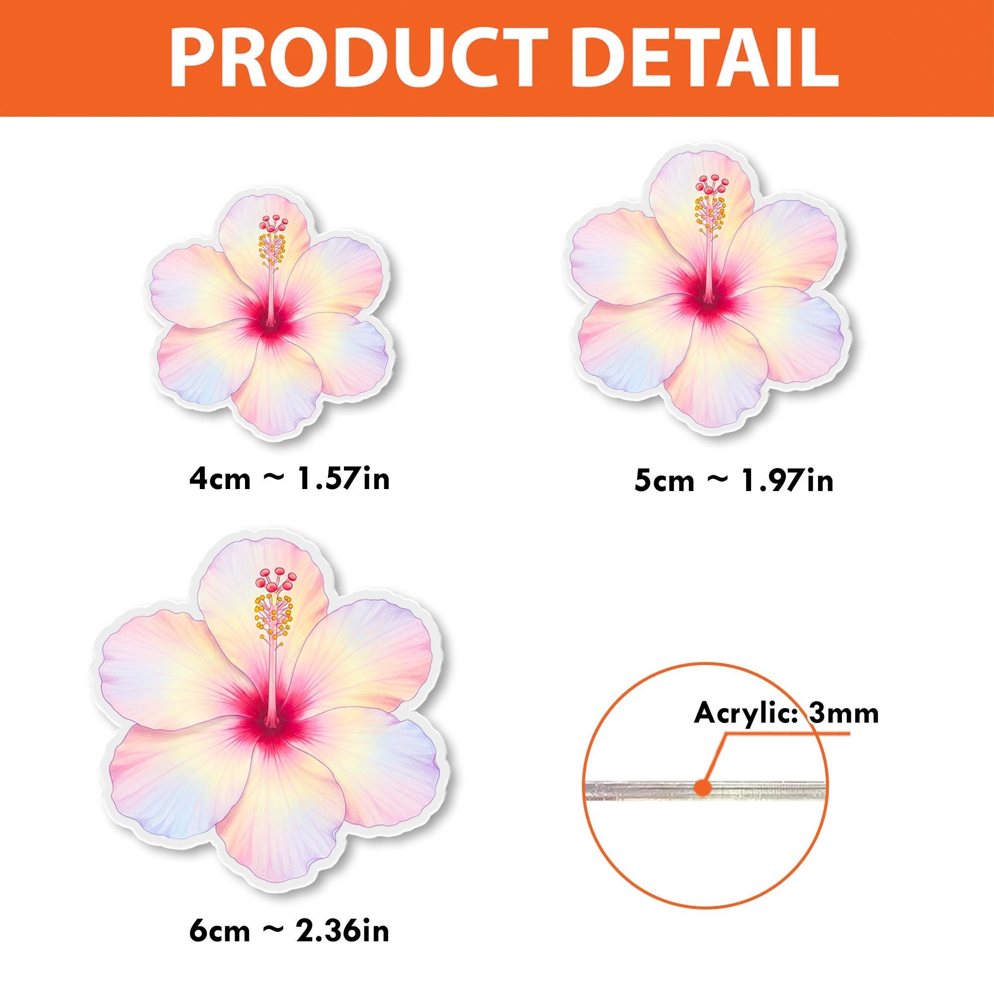 Summer Hibiscus Flower Badge Reel, Tropical Floral Retractable ID Holder for Nurses, Teachers, Office Staff, Doctor, Cute Acrylic Badge Clip