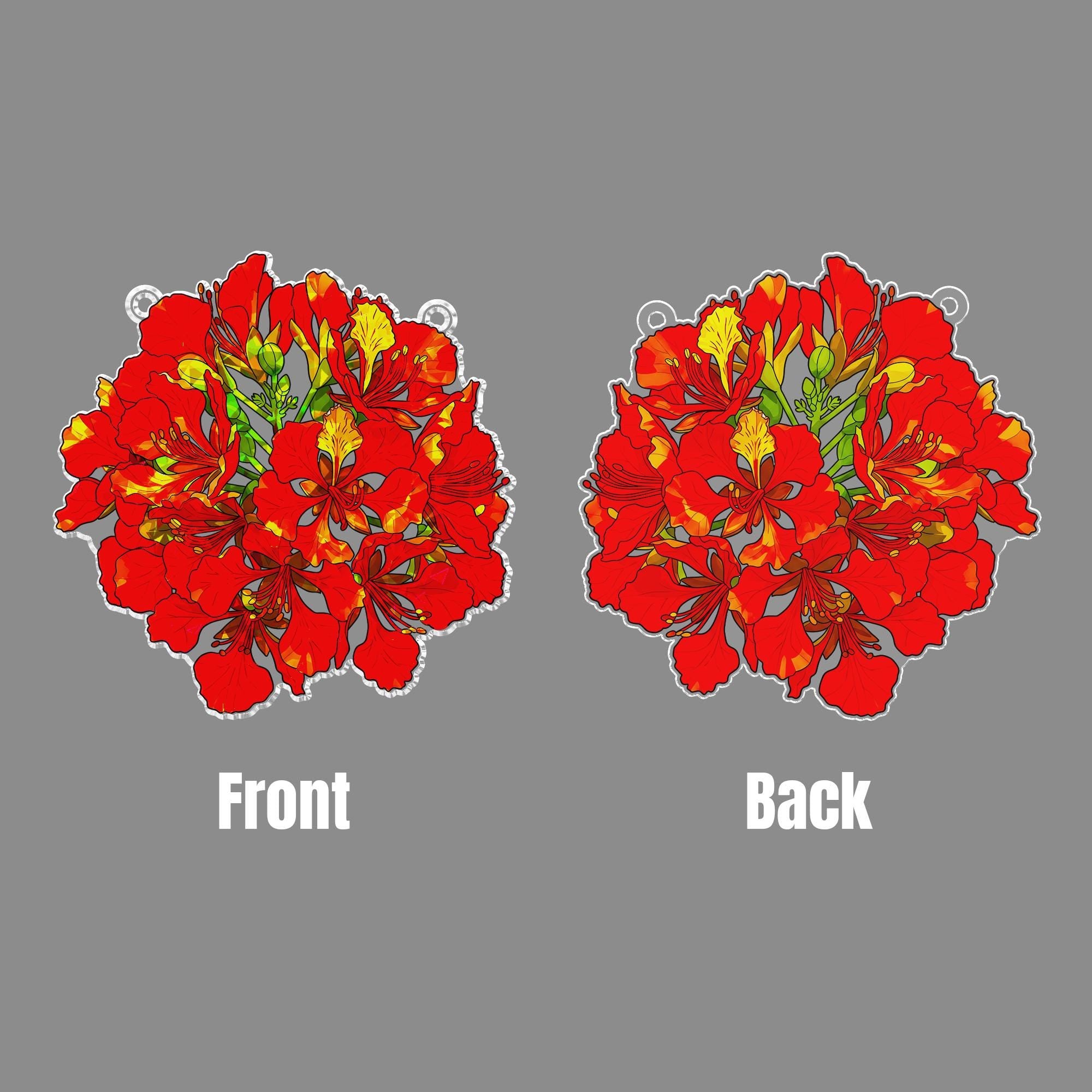 Delonix Regia Bloom Acrylic Window Decor - Tropical Flower Suncatcher Ornament - Vibrant Floral Art Hanging for Home Garden