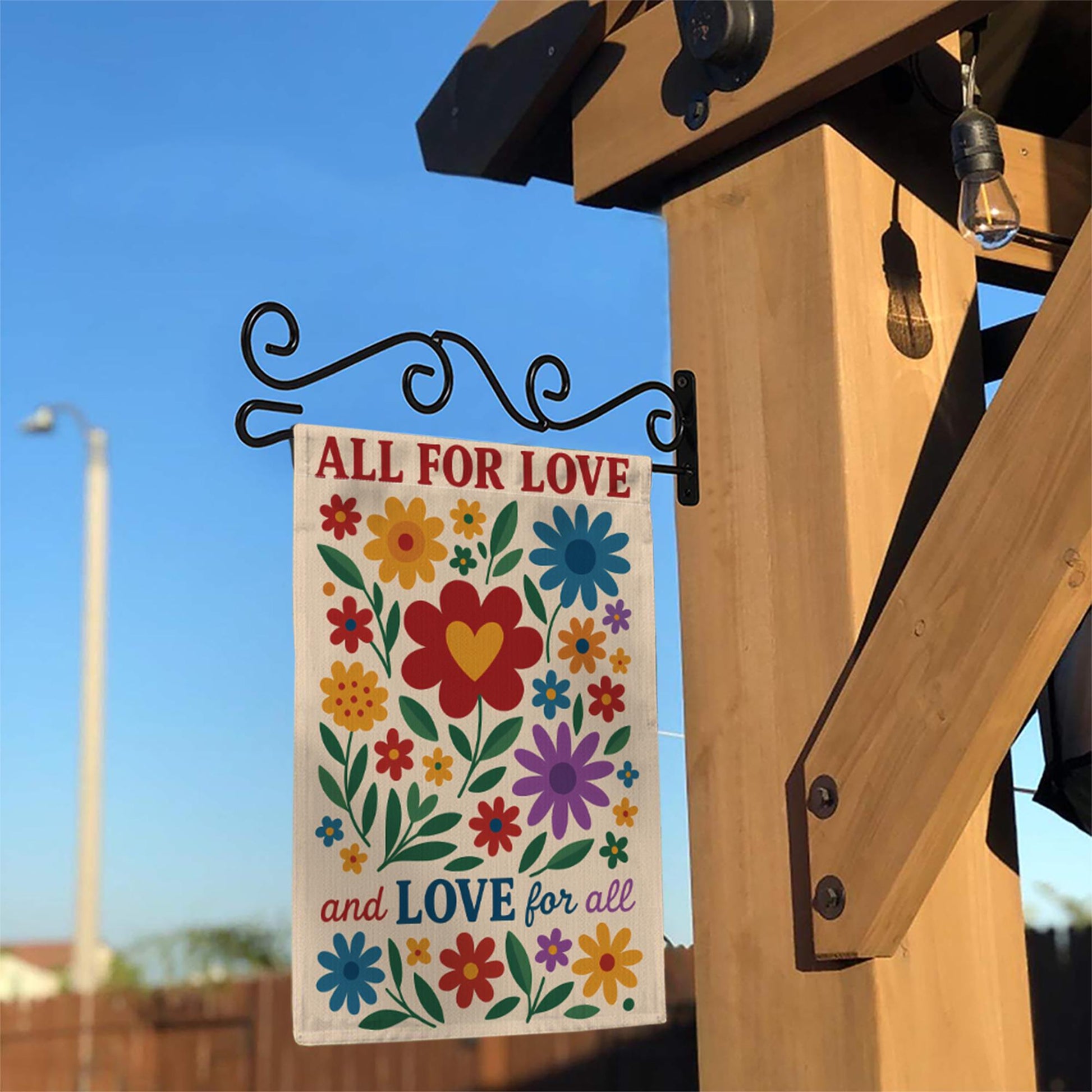 LGBT Pride Garden Flag, All for Love Yard Decor, Colorful Floral Outdoor Sign, Love for All Gift, Inclusive Equality Banner