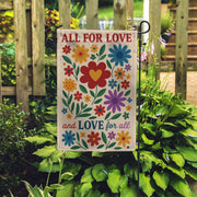 LGBT Pride Garden Flag, All for Love Yard Decor, Colorful Floral Outdoor Sign, Love for All Gift, Inclusive Equality Banner
