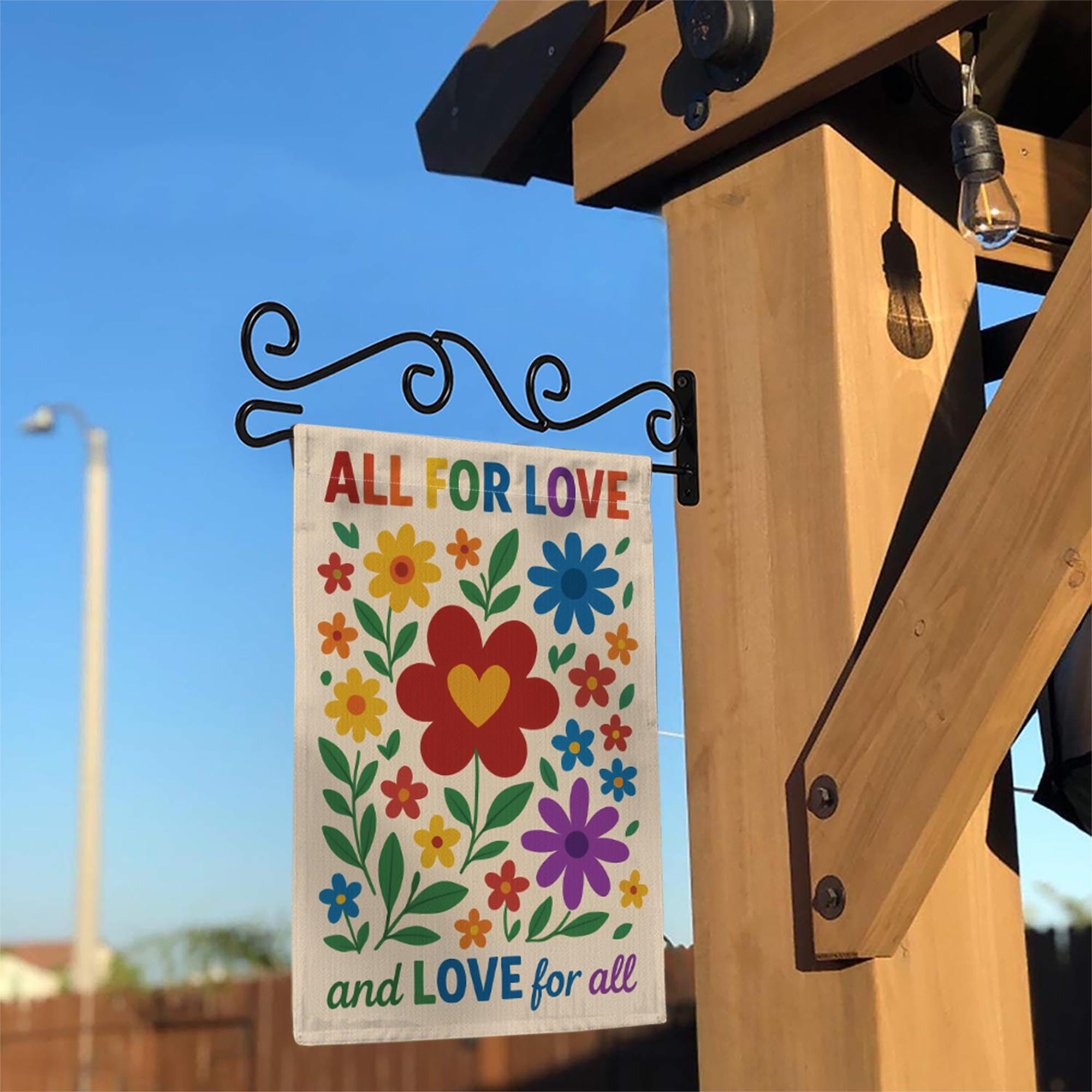 Love for All Garden Flag, LGBT Pride Yard Banner, Colorful Floral Outdoor Decor, Equality Gift, Inclusive Love Lawn Sign