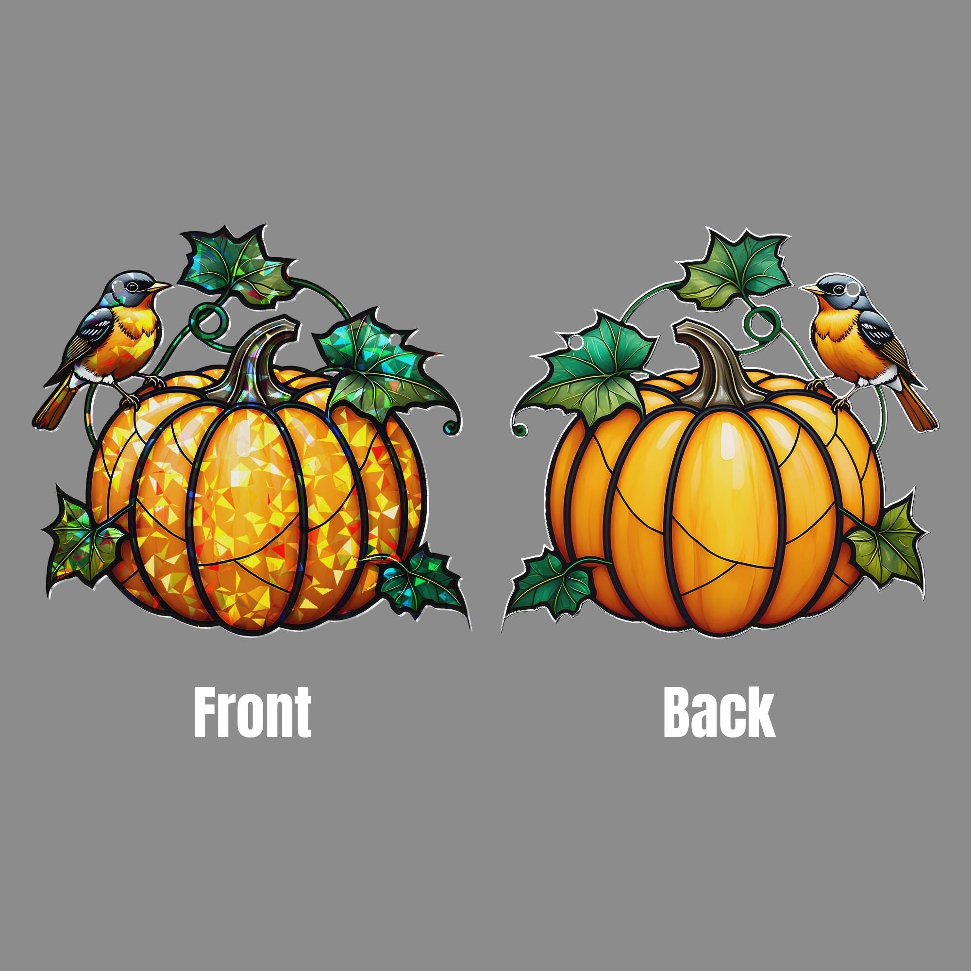 Pumpkin Bird Acrylic Window Hanging | Fall Decor for Windows | Autumn Harvest Suncatcher | Seasonal Hanging Decoration Gift Idea