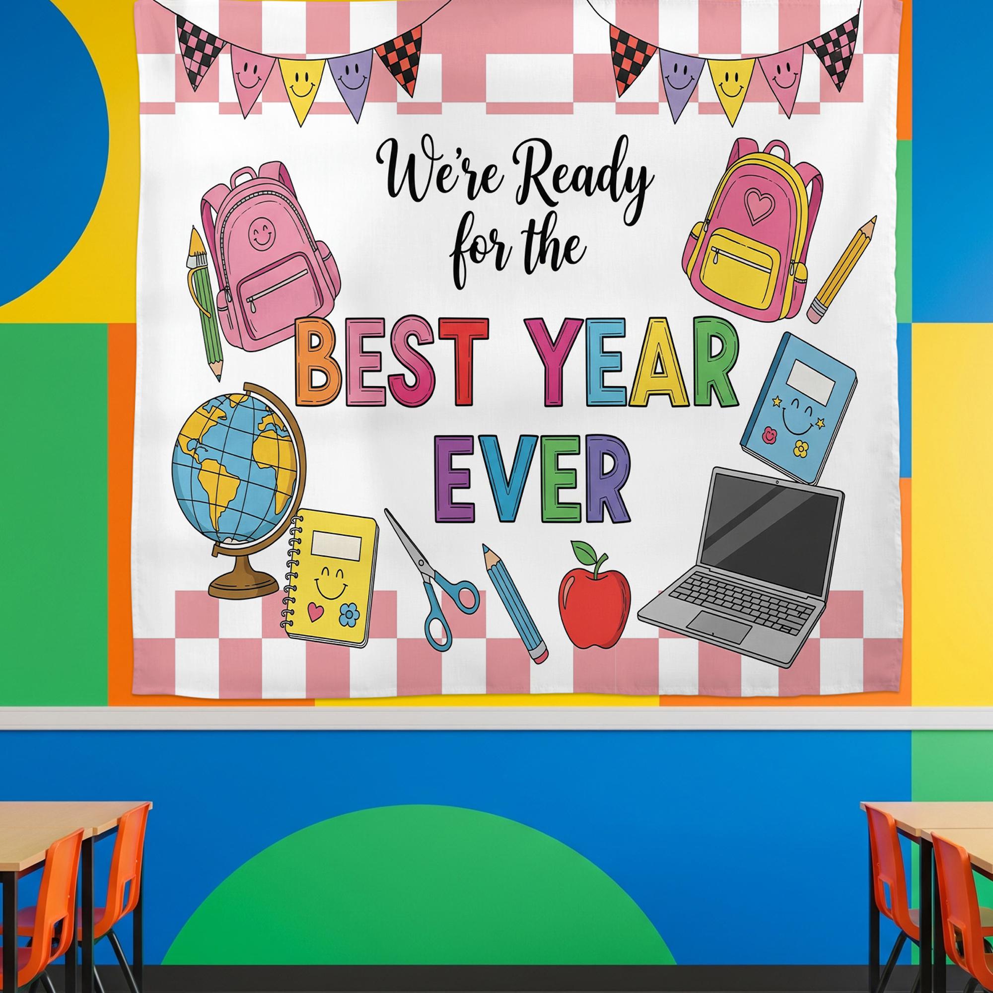 Personalized Back to School Tapestry, Classroom Wall Decor, First Day of School Sign, Teacher Banner,Best Year Ever Tapestry,Classroom Decor