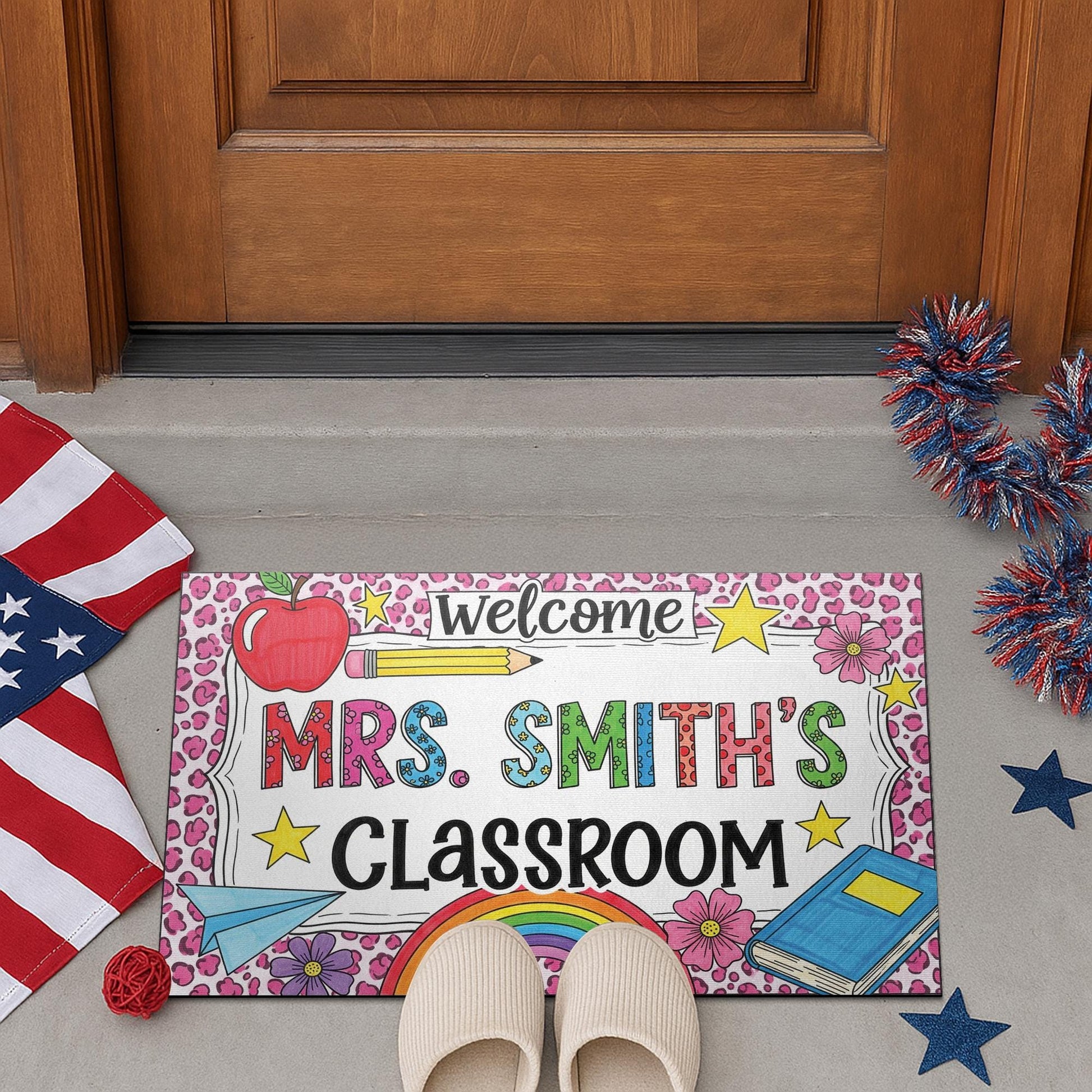 Personalized Teacher Doormat, Classroom Welcome Mat, Custom School Rug, Back to School Decor, Mrs. Classroom Door Mat, Custom Class Decor