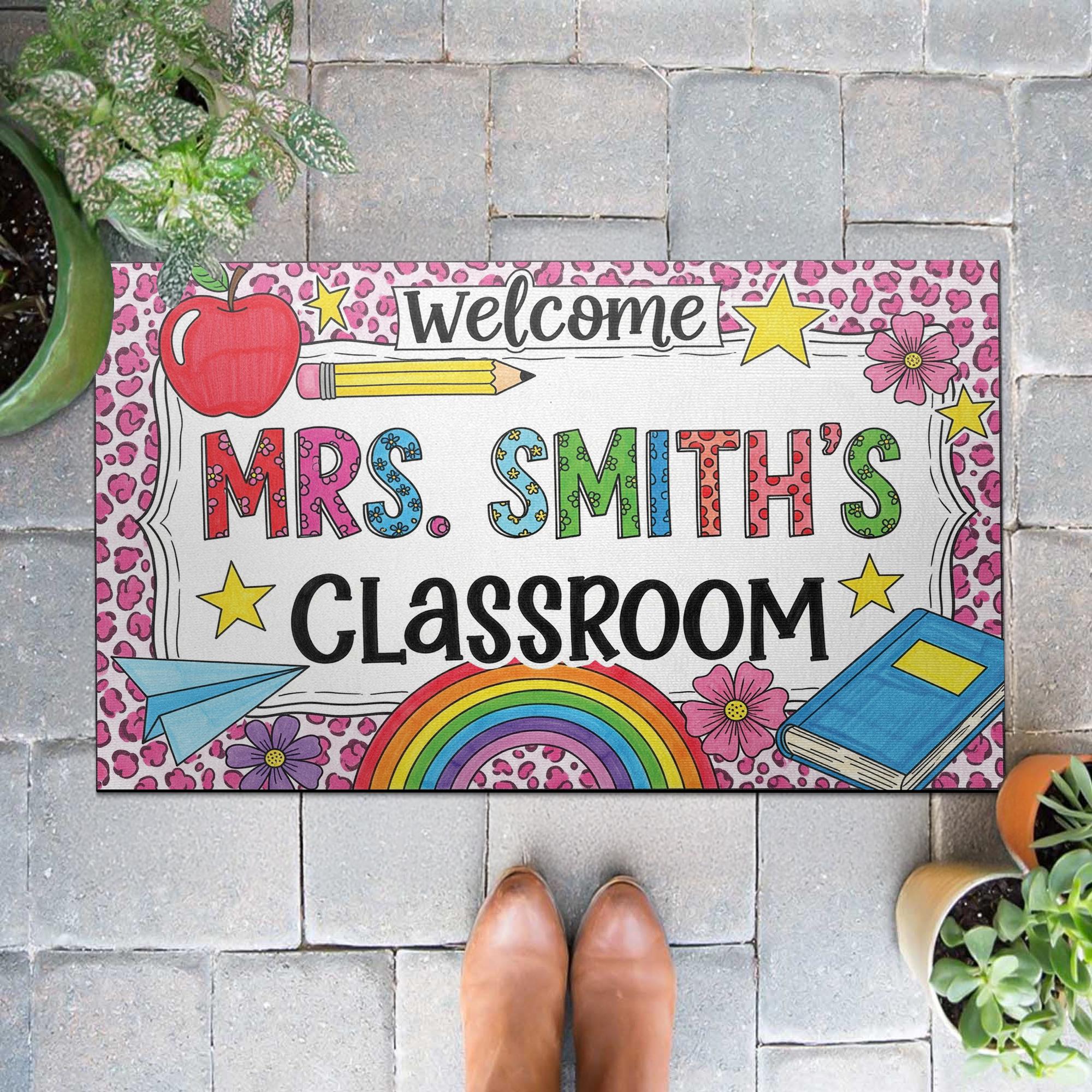 Personalized Teacher Doormat, Classroom Welcome Mat, Custom School Rug, Back to School Decor, Mrs. Classroom Door Mat, Custom Class Decor
