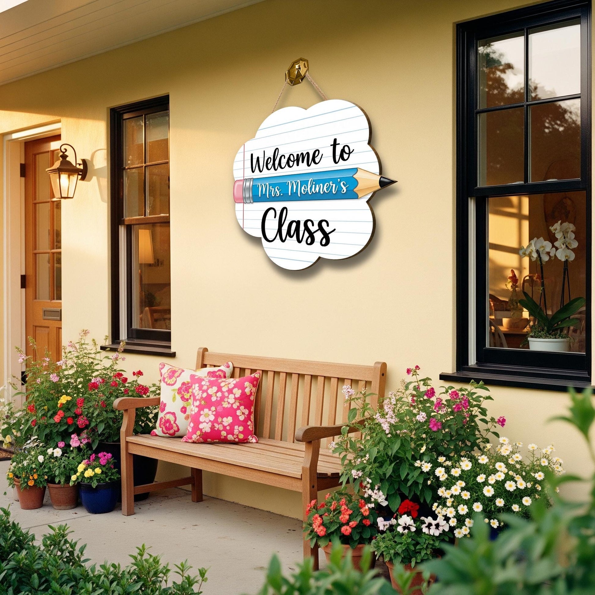 Welcome to Class Sign, Teacher Door Sign, Pencil Classroom Decor, Custom Name Sign, Back to School Gift, Wooden School Sign