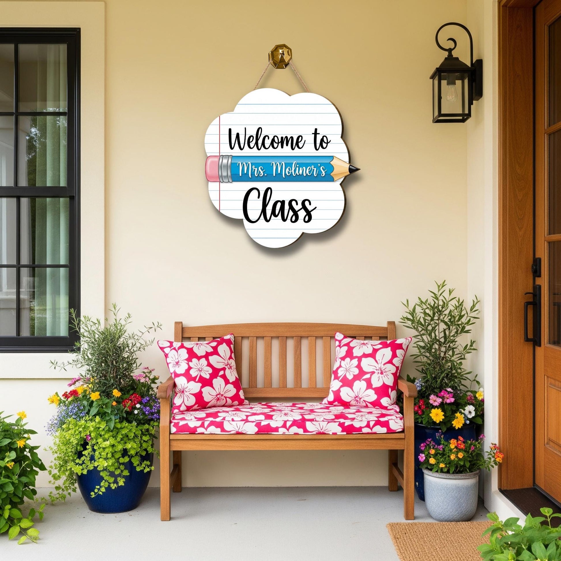 Welcome to Class Sign, Teacher Door Sign, Pencil Classroom Decor, Custom Name Sign, Back to School Gift, Wooden School Sign
