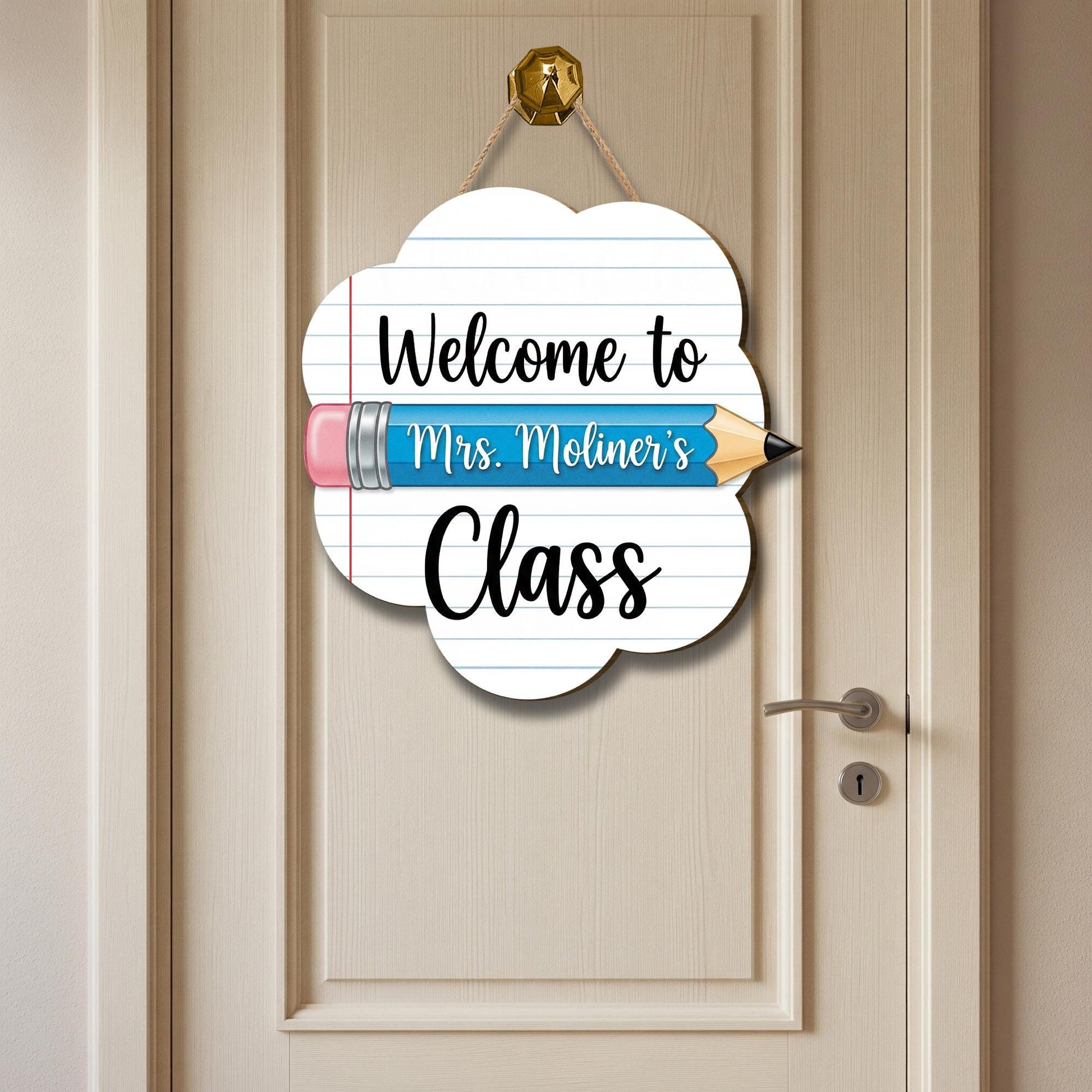 Welcome to Class Sign, Teacher Door Sign, Pencil Classroom Decor, Custom Name Sign, Back to School Gift, Wooden School Sign