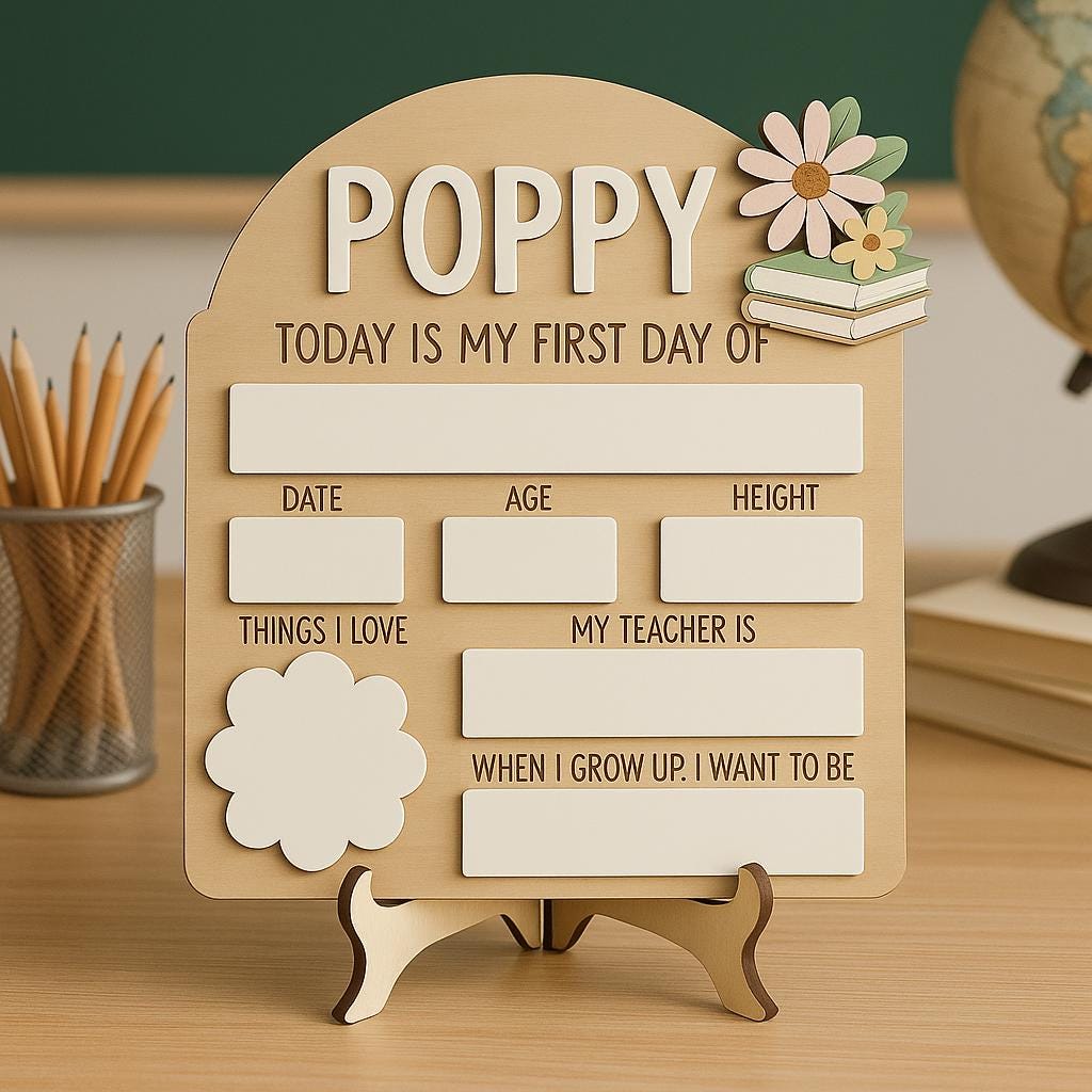 Reusable First Day of School Board Sign, Personalized Back to School Sign with Name, Keepsake Reusable School Milestone Photo Prop
